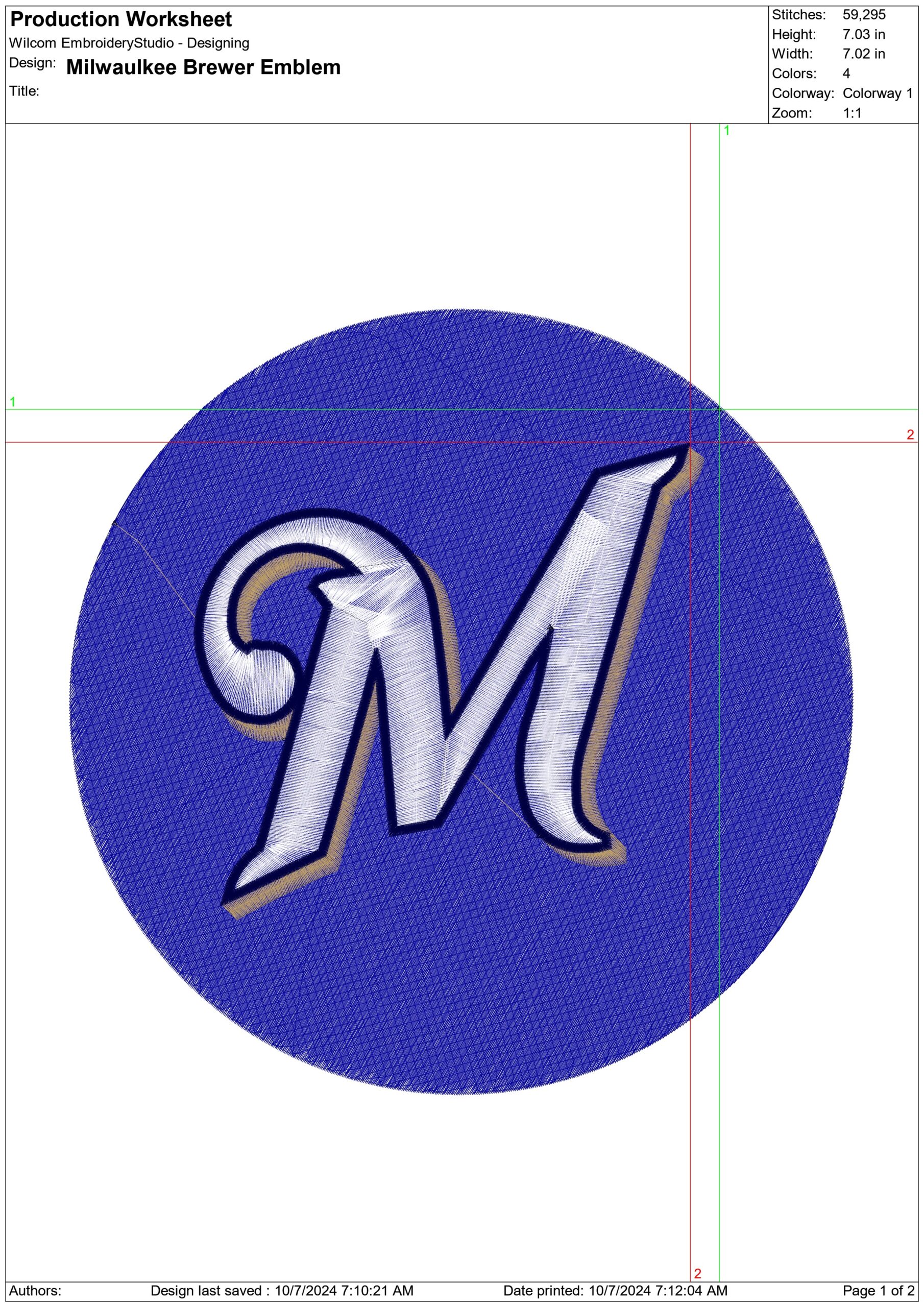 Milwaukee Brewers Logo - Major league Baseball logo - MLB embroidery machine pattern embroidery file - instant download — view 2