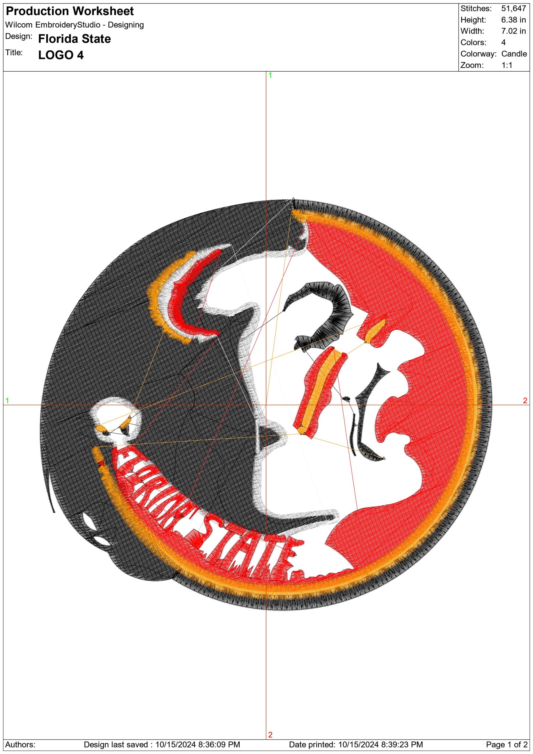 Florida State embroidery design -Florida State University Logo embroidery machine pattern embroidery file - instant download in a frame — view 3