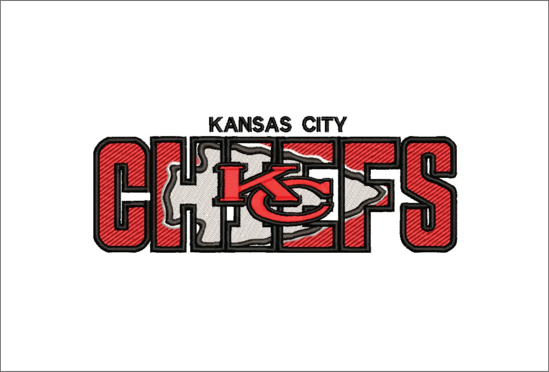 Kansas City Chiefs KC NFL stylized embroidery design -Arrowhead Stadium men's football embroidery machine pattern embroidery file - instant download