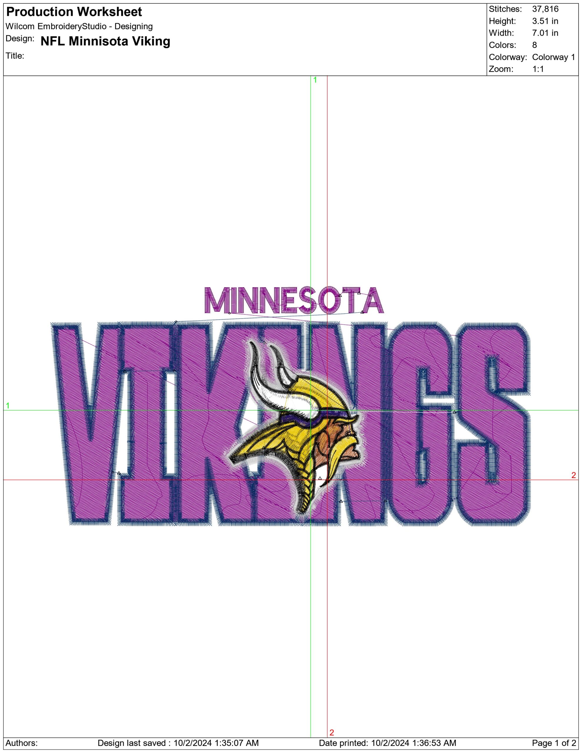 Minnesota Vikings NFL Stylized embroidery design -U.S Bank Stadium men's football embroidery machine pattern embroidery file - instant download — view 2