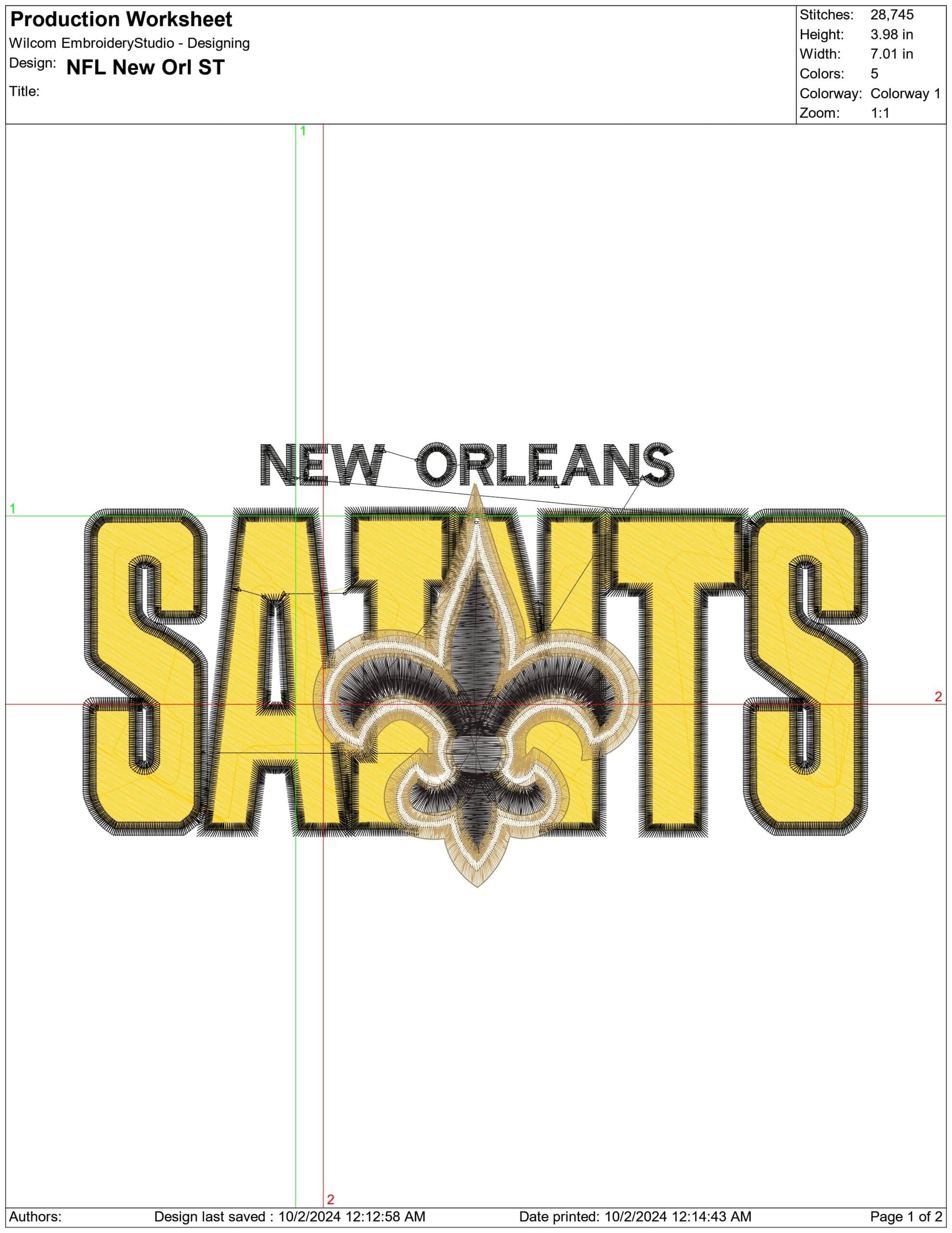 New Orleans Saints NFL stylized embroidery design -Caesars Superdome Stadium men's football embroidery machine pattern embroidery file - instant download — view 2