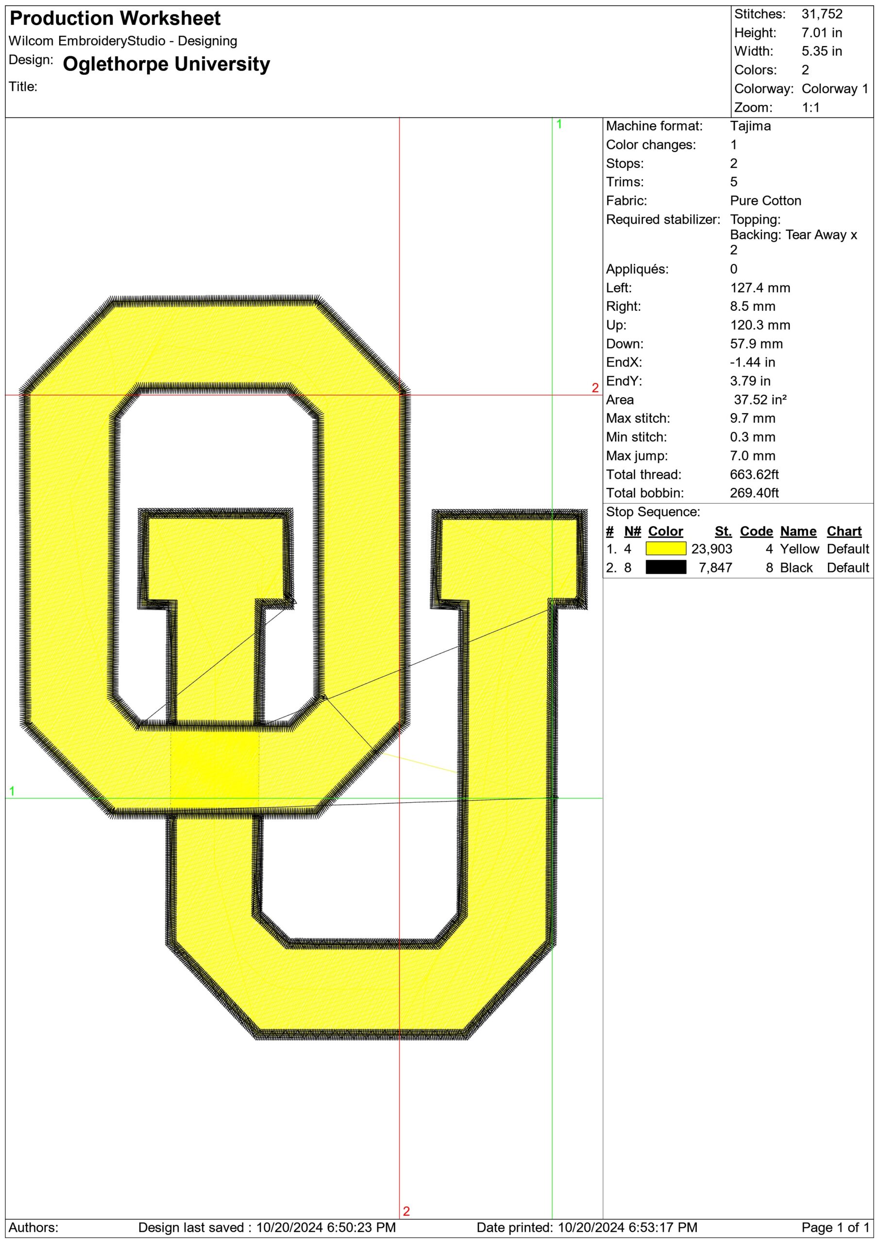 Oglethorpe University embroidery design - College Sports embroidery machine pattern file - instant download — view 2