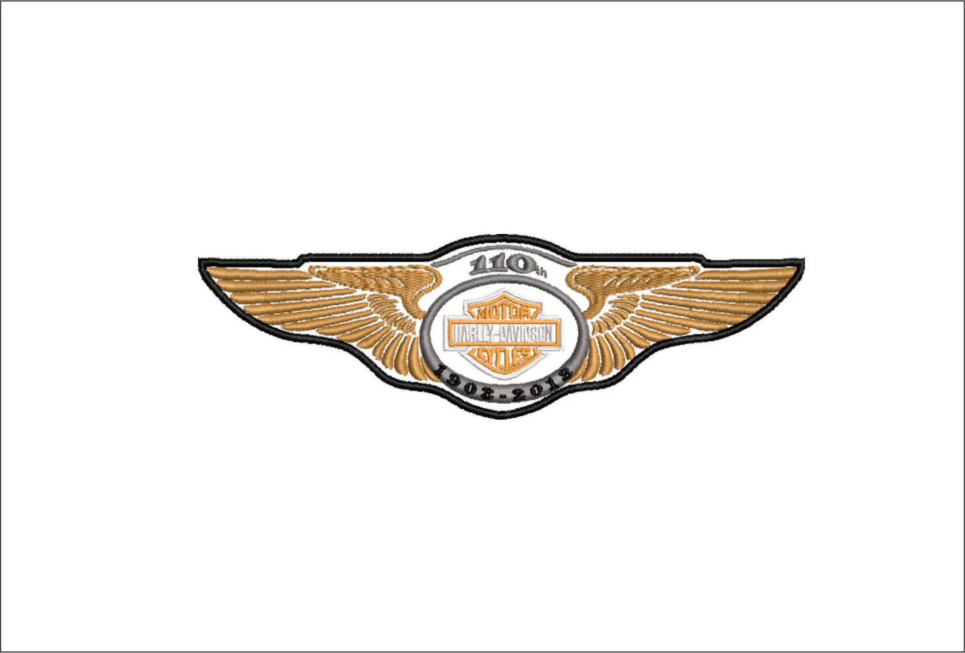 Harley Davidson Motorbike 110years Logo embroidery design - group design machine pattern Bike Company embroidery file instant download in a frame