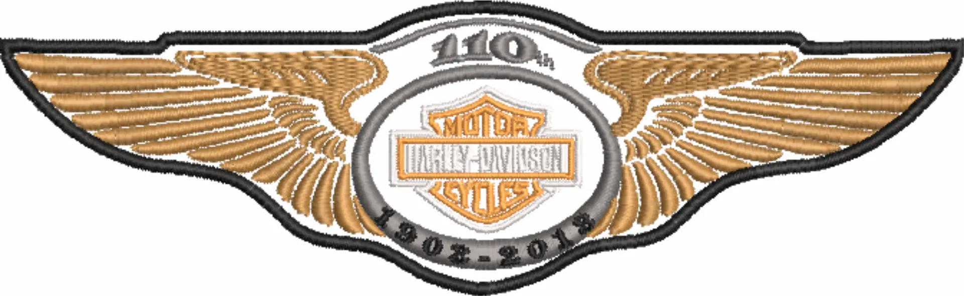 Harley Davidson Motorbike 110years Logo embroidery design - group design machine pattern Bike Company embroidery file instant download in a frame — view 4
