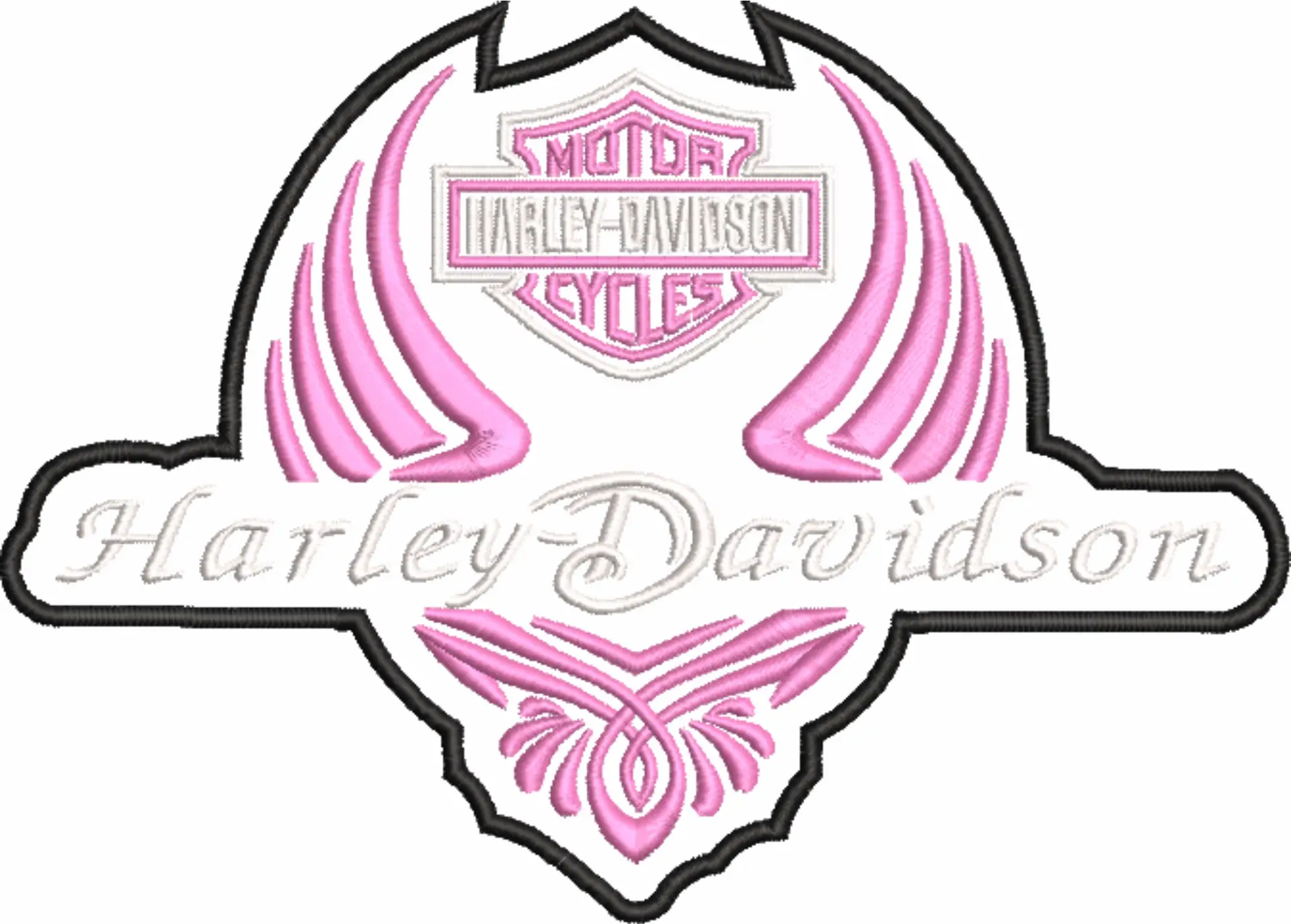 Harley Davidson Motorbike Barbie Pink Logo embroidery design - group design machine pattern Bike Company embroidery file instant download in a frame — view 4