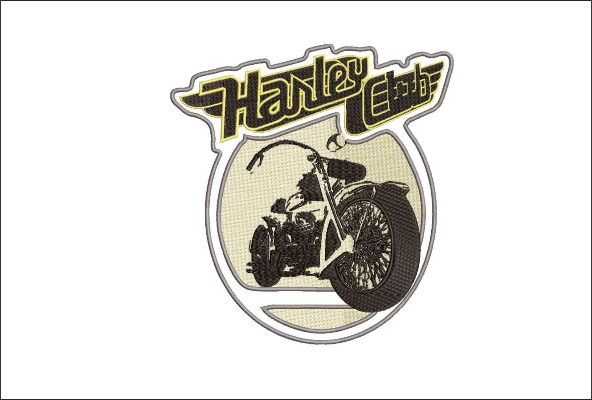 Harley Davidson Motorbike Club Logo embroidery design - group design machine pattern Bike Company embroidery file instant download in a frame