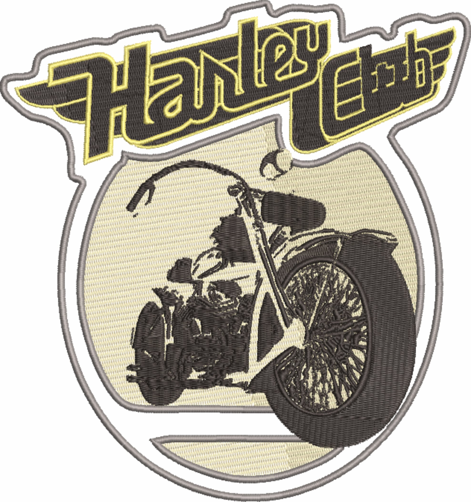 Harley Davidson Motorbike Club Logo embroidery design - group design machine pattern Bike Company embroidery file instant download in a frame — view 4