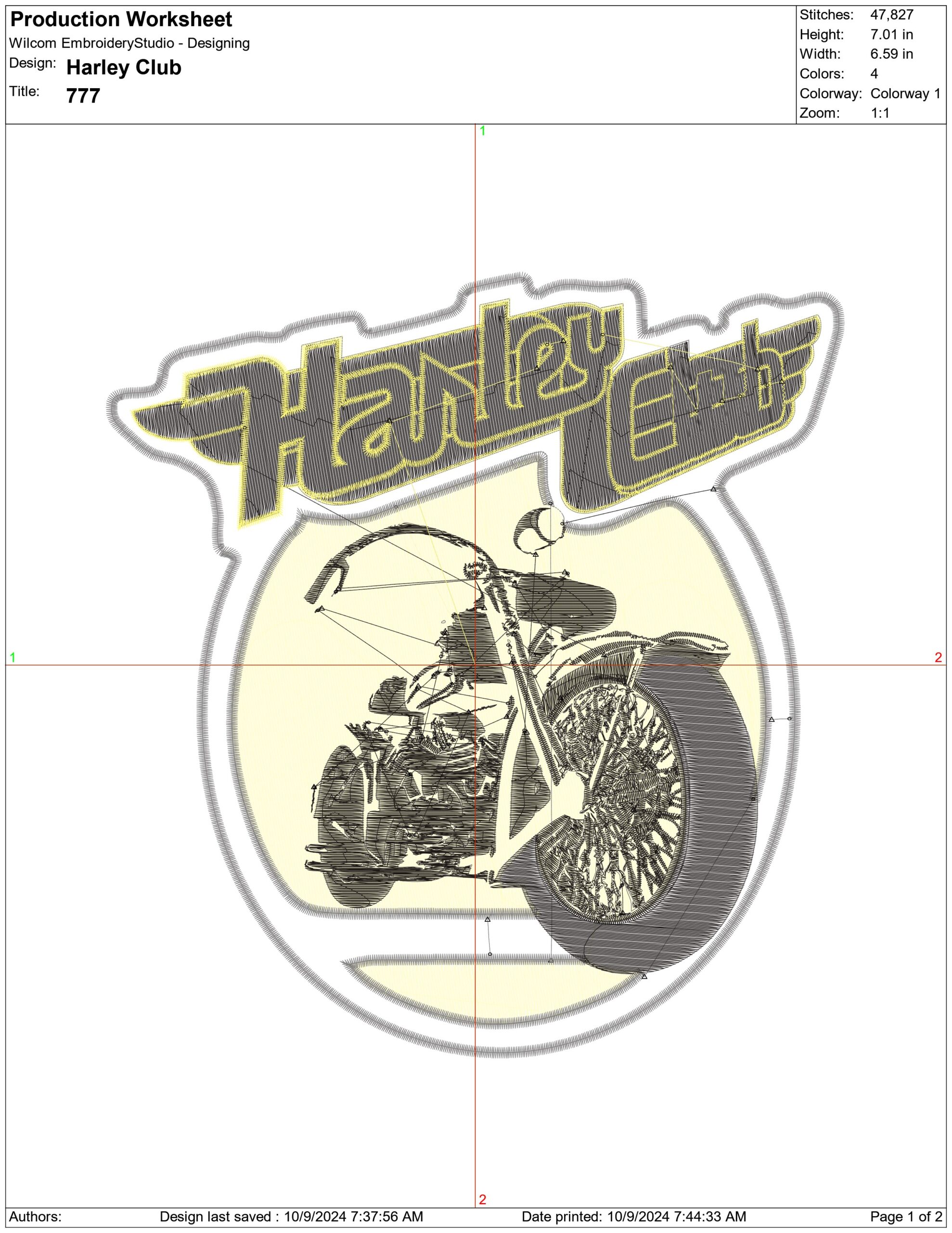 Harley Davidson Motorbike Club Logo embroidery design - group design machine pattern Bike Company embroidery file instant download in a frame — view 2