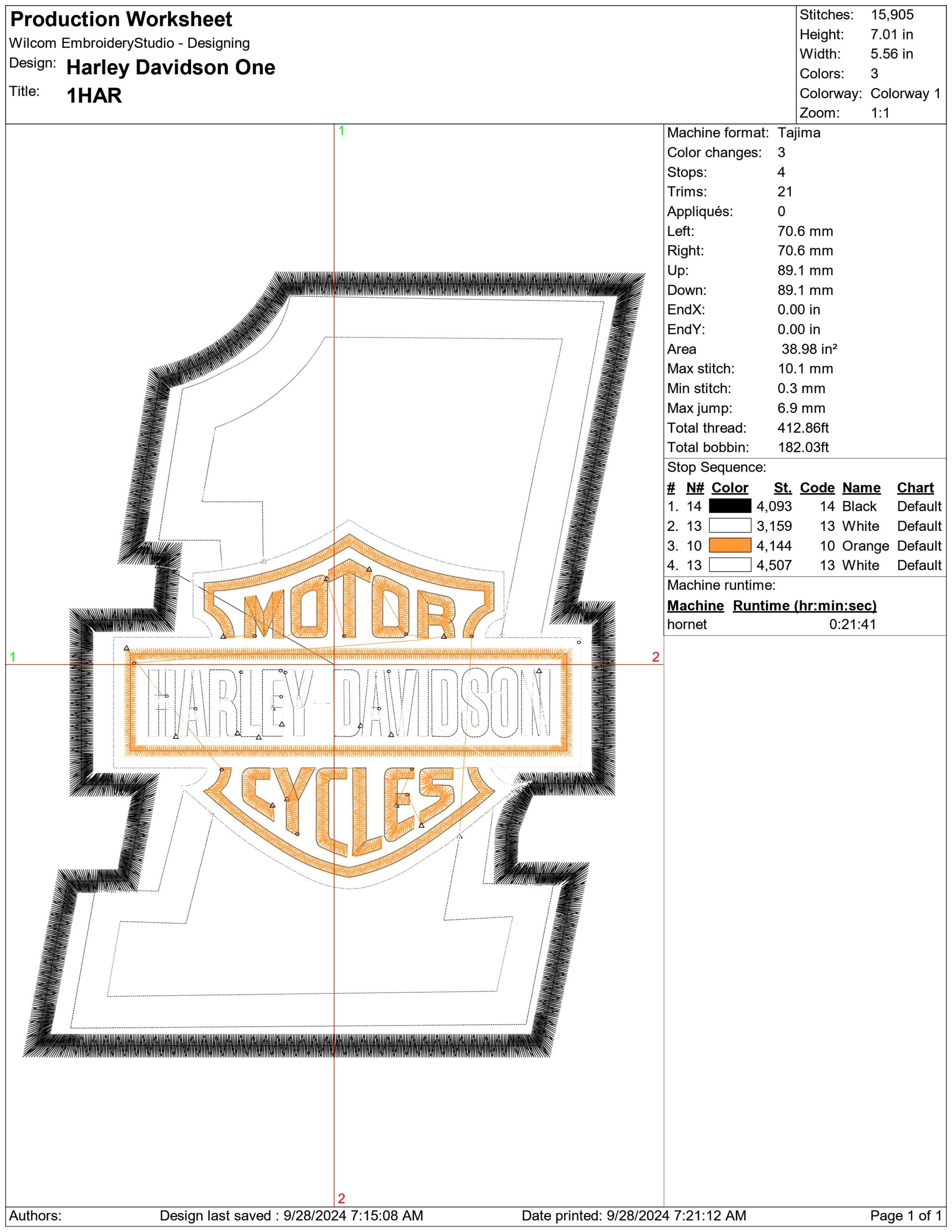 Harley Davidson Motorbike Club Logo embroidery design - group design machine pattern Bike Company embroidery file instant download in a frame — view 2