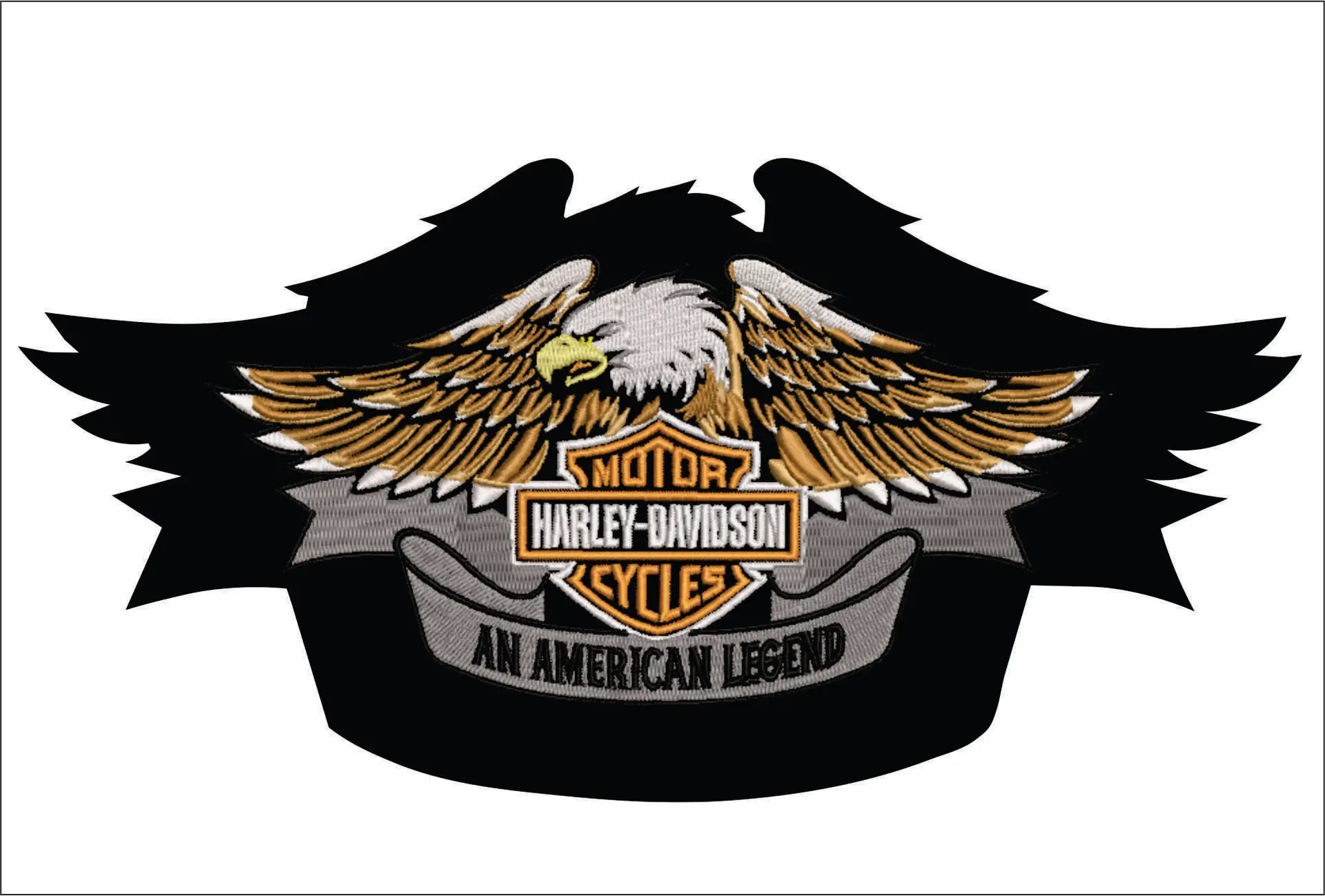 Harley Davidson Motorbike Eagle Logo embroidery design - group design machine pattern Bike Company embroidery file instant download in a frame