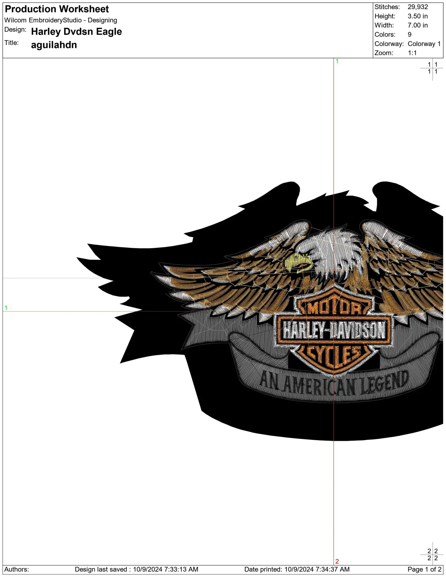 Harley Davidson Motorbike Eagle Logo embroidery design - group design machine pattern Bike Company embroidery file instant download in a frame — view 2