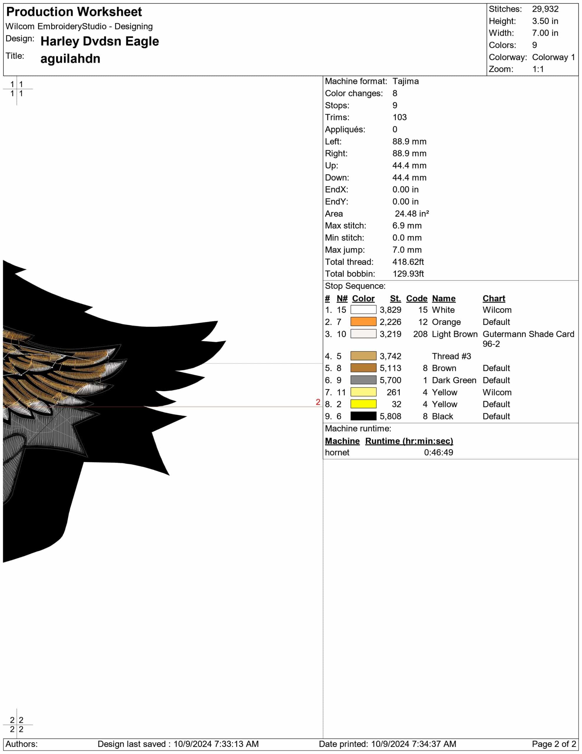 Harley Davidson Motorbike Eagle Logo embroidery design - group design machine pattern Bike Company embroidery file instant download in a frame — view 3