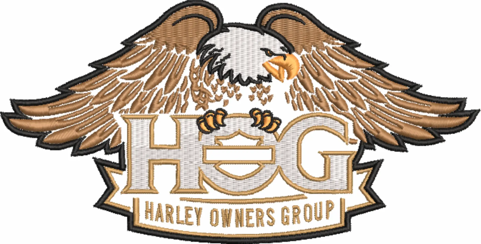 Harley Davidson Hog Eagle Logo embroidery design - group design machine pattern Bike Company embroidery file instant download in a frame — view 4
