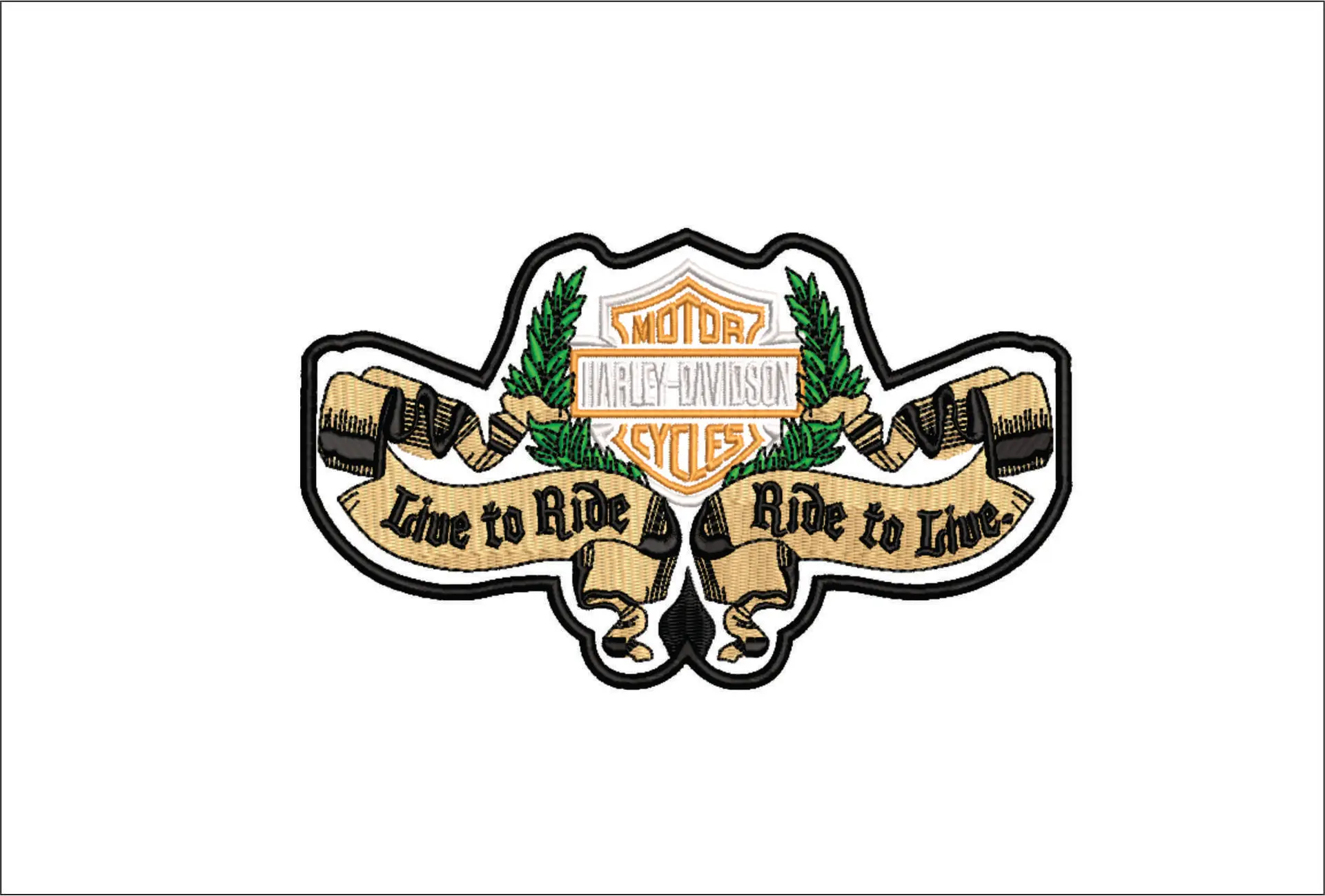 Harley Davidson Live to Ride Logo embroidery design - group design machine pattern Bike Company embroidery file instant download in a frame