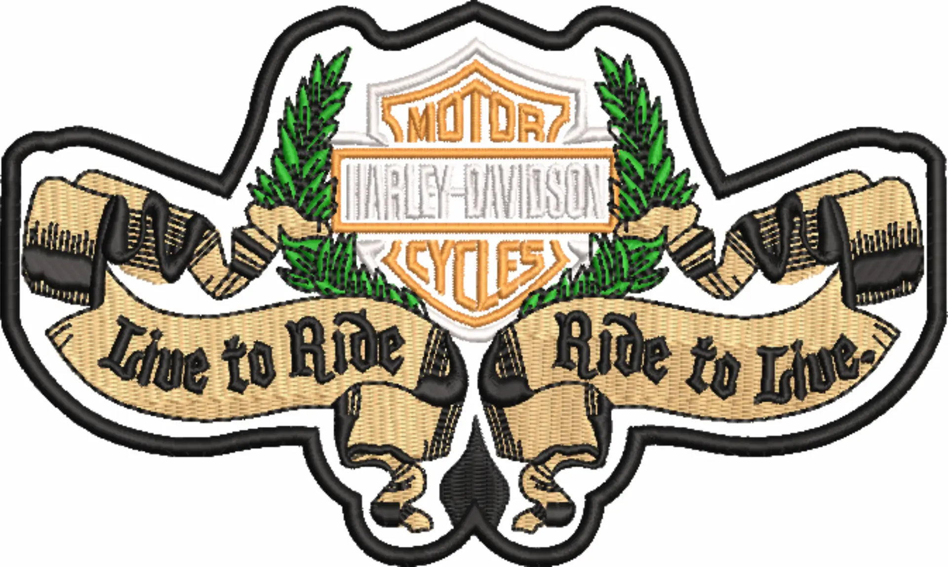 Harley Davidson Live to Ride Logo embroidery design - group design machine pattern Bike Company embroidery file instant download in a frame — view 2