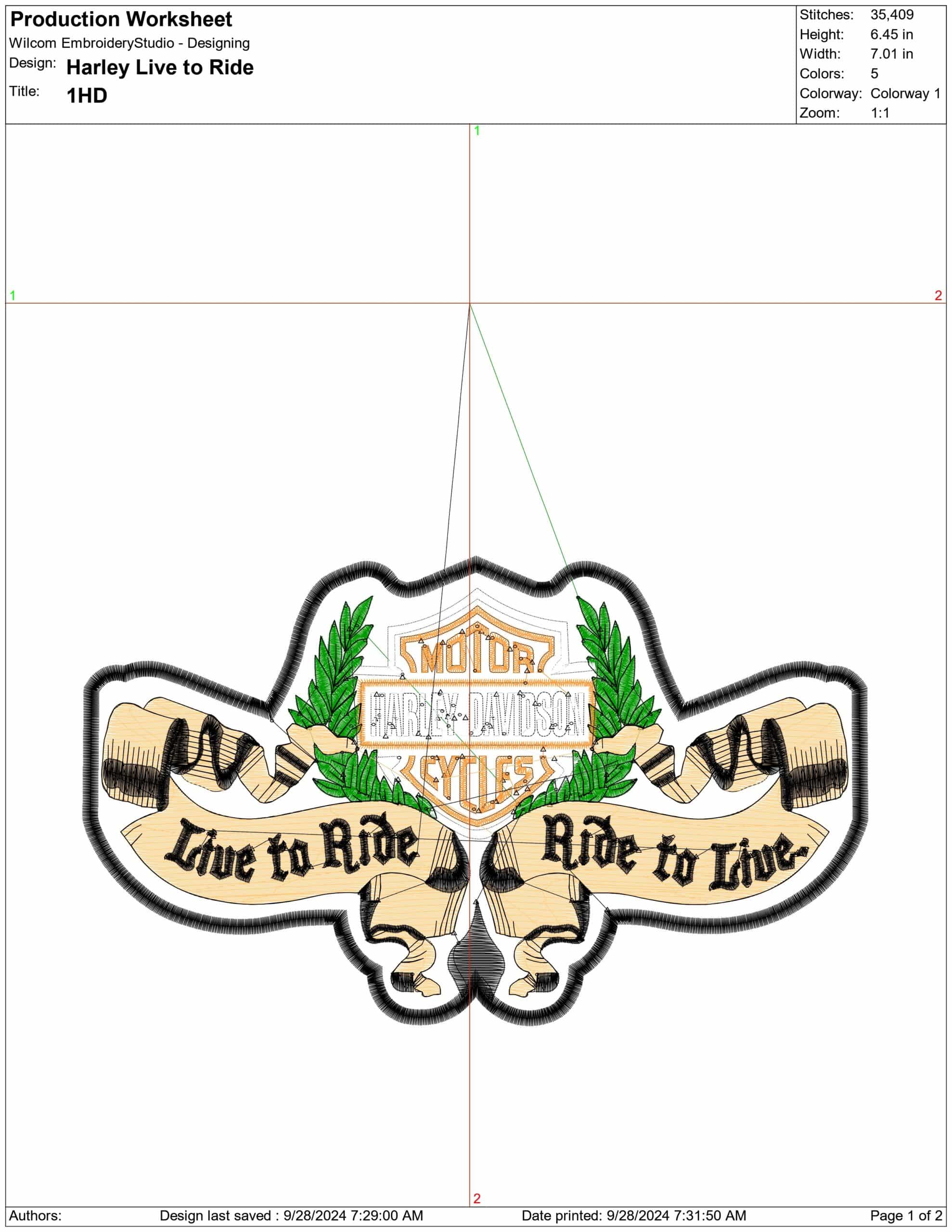 Harley Davidson Live to Ride Logo embroidery design - group design machine pattern Bike Company embroidery file instant download in a frame — view 4