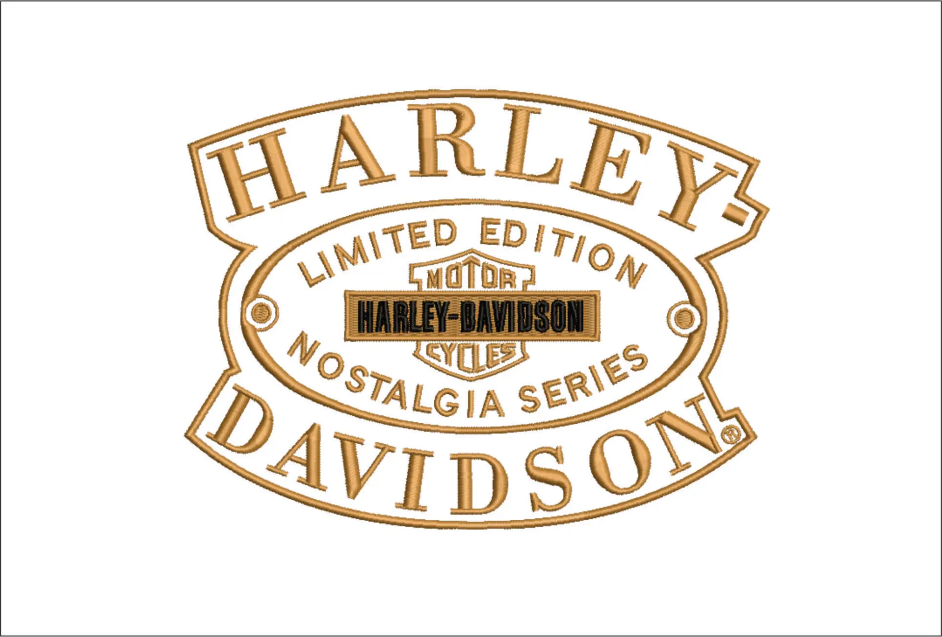 Harley Davidson Old School Logo embroidery design - group design machine pattern Bike Company embroidery file instant download in a frame