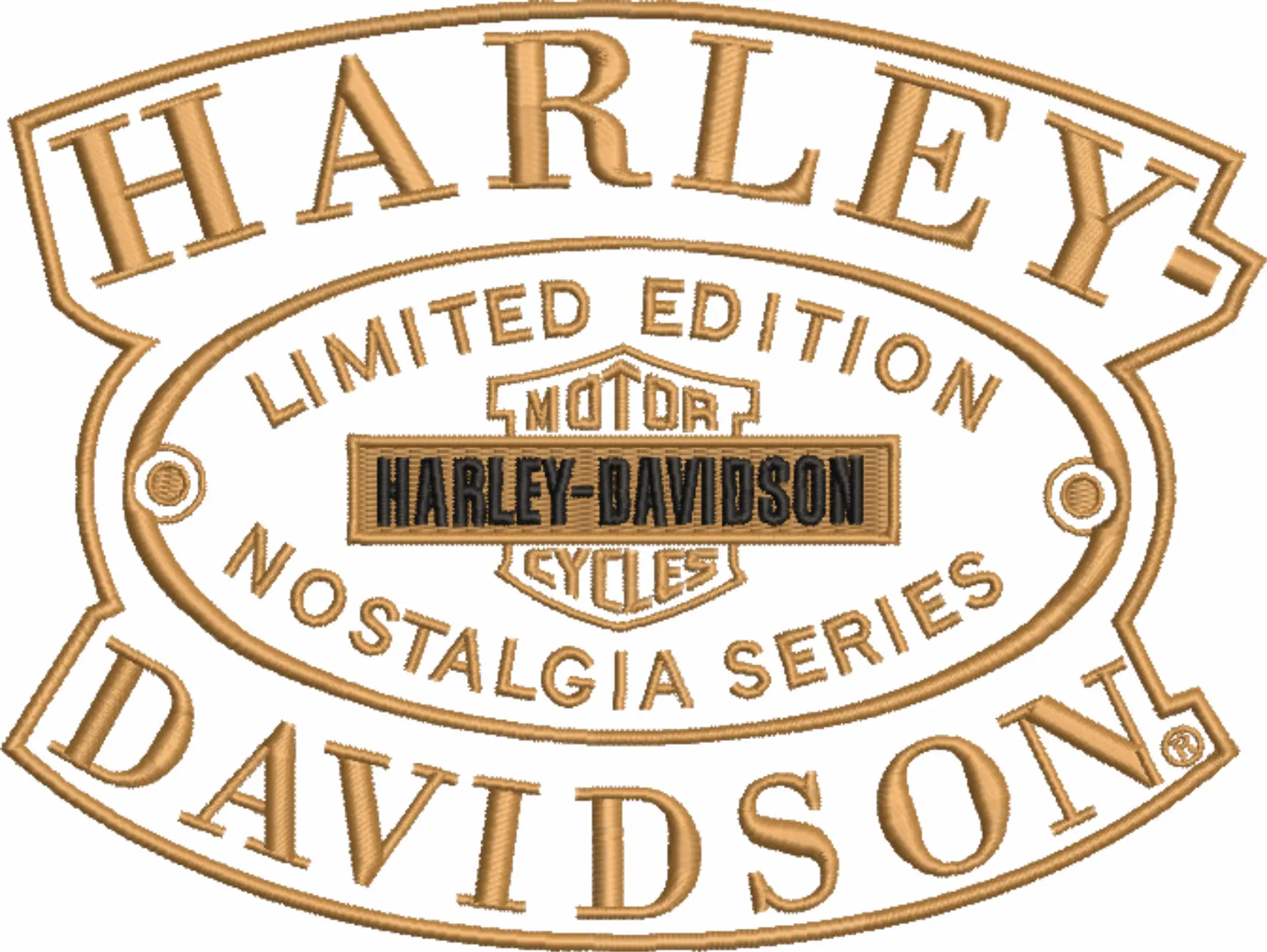Harley Davidson Old School Logo embroidery design - group design machine pattern Bike Company embroidery file instant download in a frame — view 4