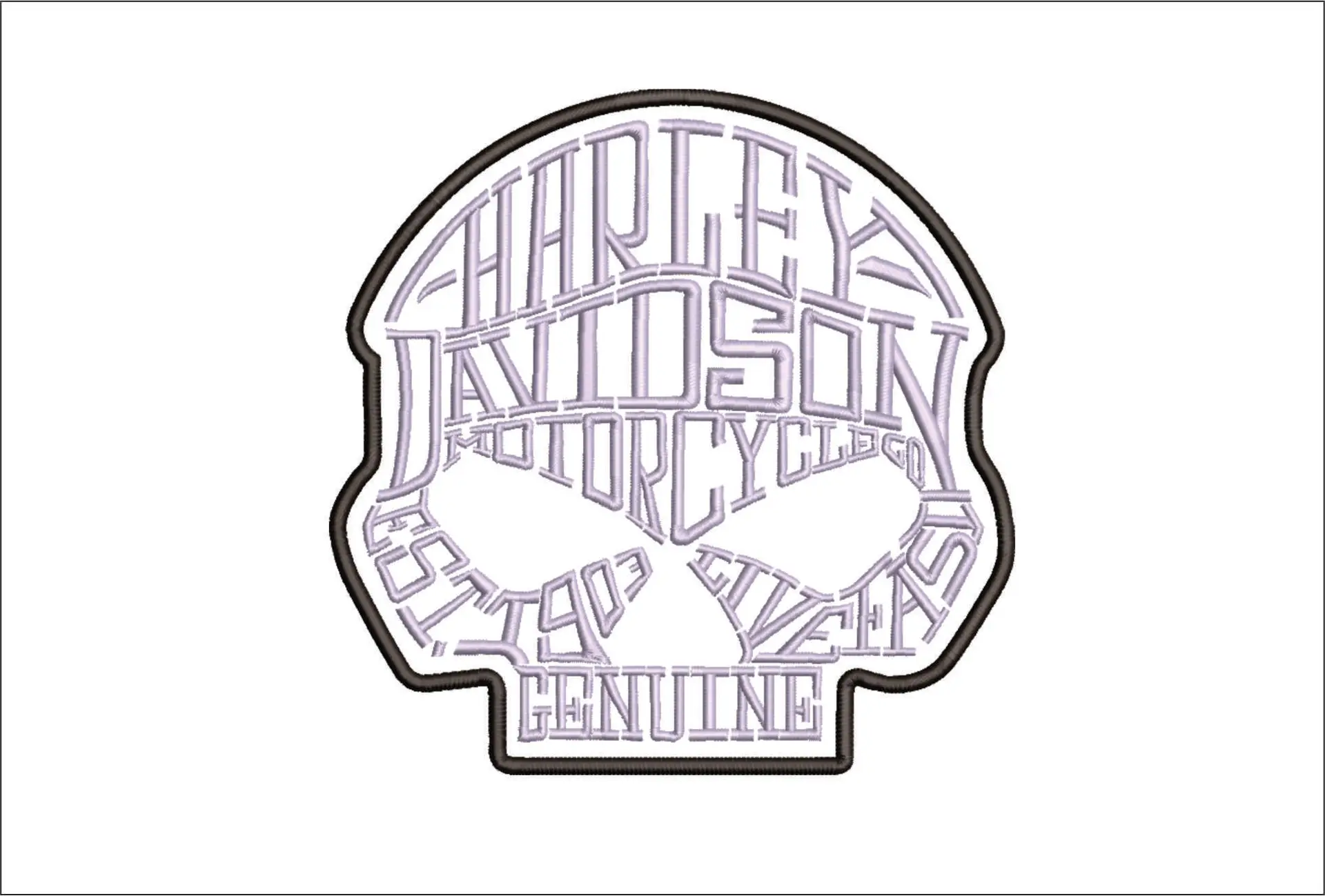 Harley Davidson Skull Logo embroidery design - group design machine pattern Bike Company embroidery file instant download in a frame