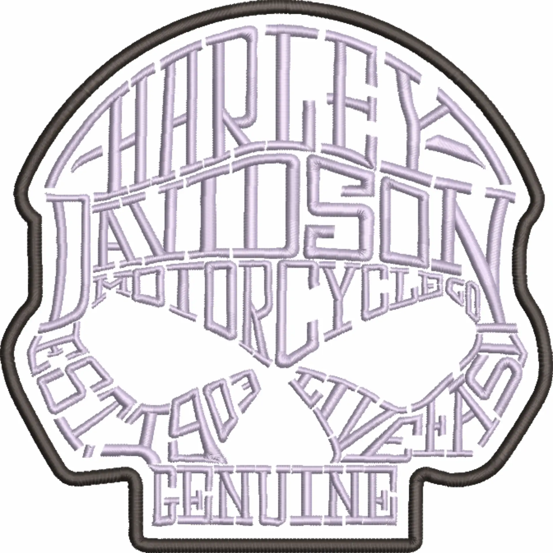 Harley Davidson Skull Logo embroidery design - group design machine pattern Bike Company embroidery file instant download in a frame — view 3