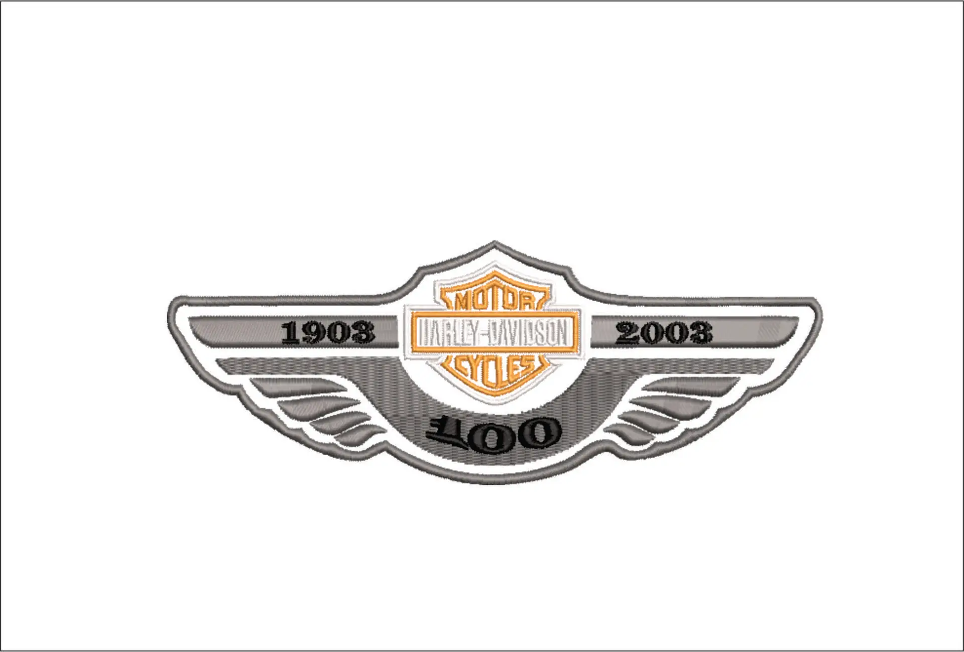 Harley Davidson Wings 100  Year Logo embroidery design - group design machine pattern Bike Company embroidery file instant download in a frame