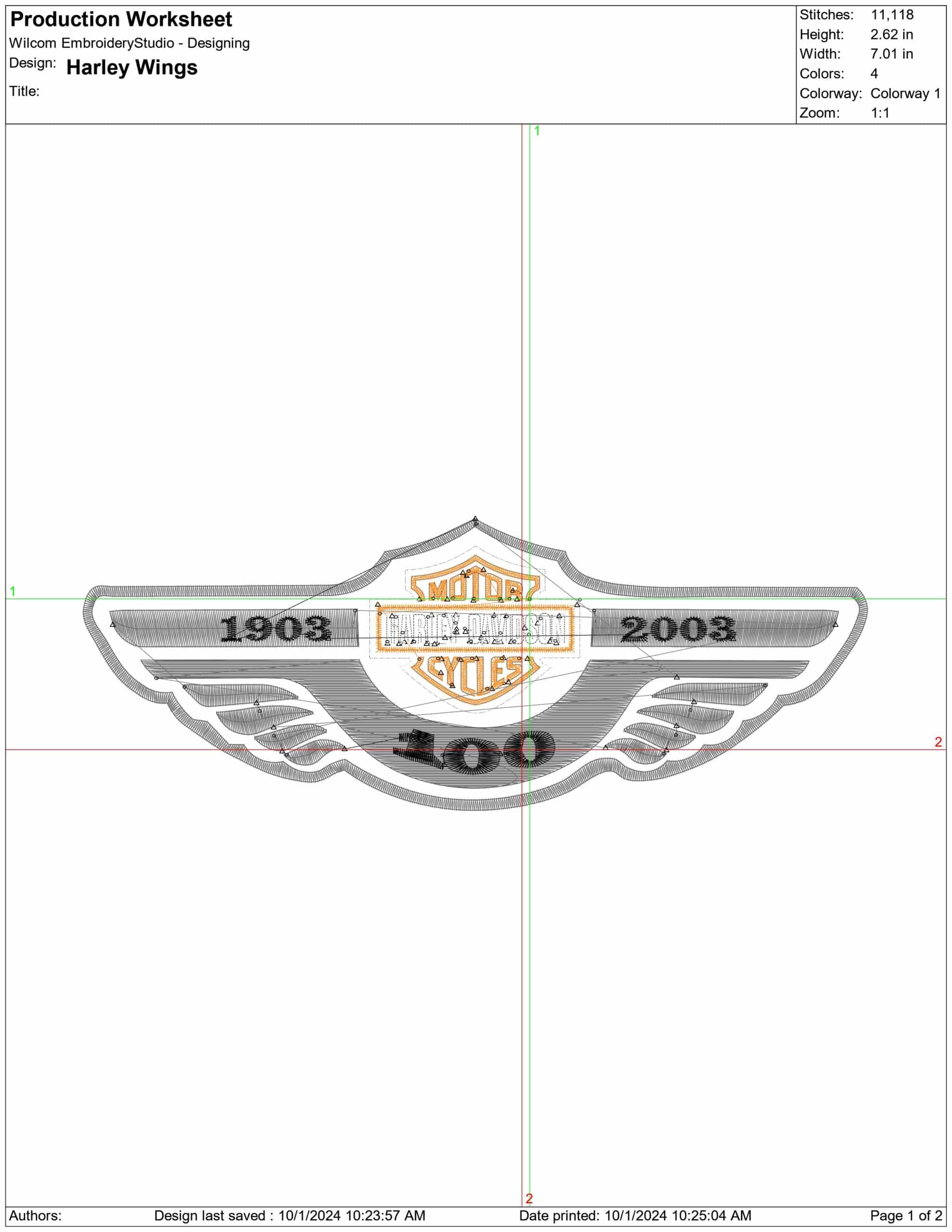 Harley Davidson Wings 100  Year Logo embroidery design - group design machine pattern Bike Company embroidery file instant download in a frame — view 2