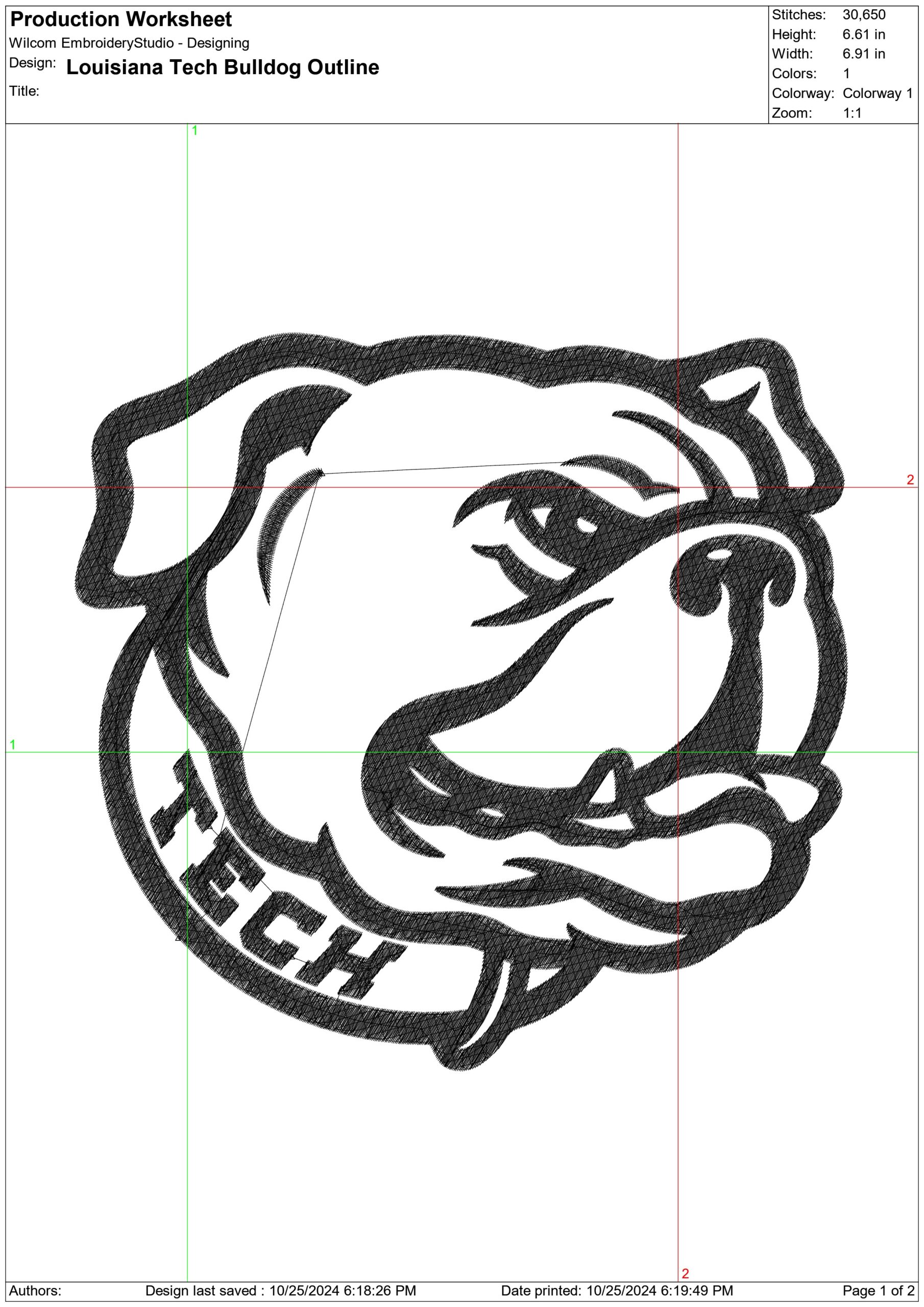 Louisiana Tech Bulldog Outline embroidery design - Louisiana Tech  Logo  embroidery machine  pattern embroidery file - instant download in a frame — view 3