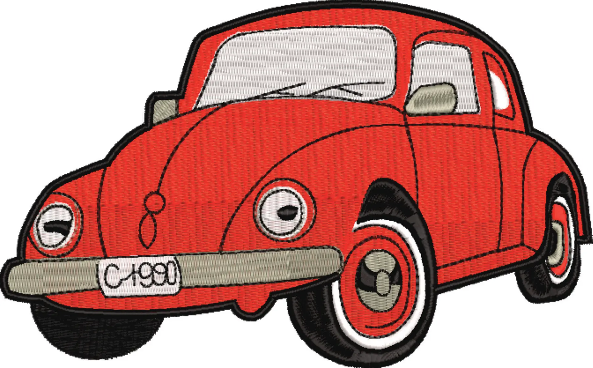 VW Beetle Bug car embroidery design - Red Bug embroidery design machine pattern - Car embroidery file - instant download in a frame — view 4