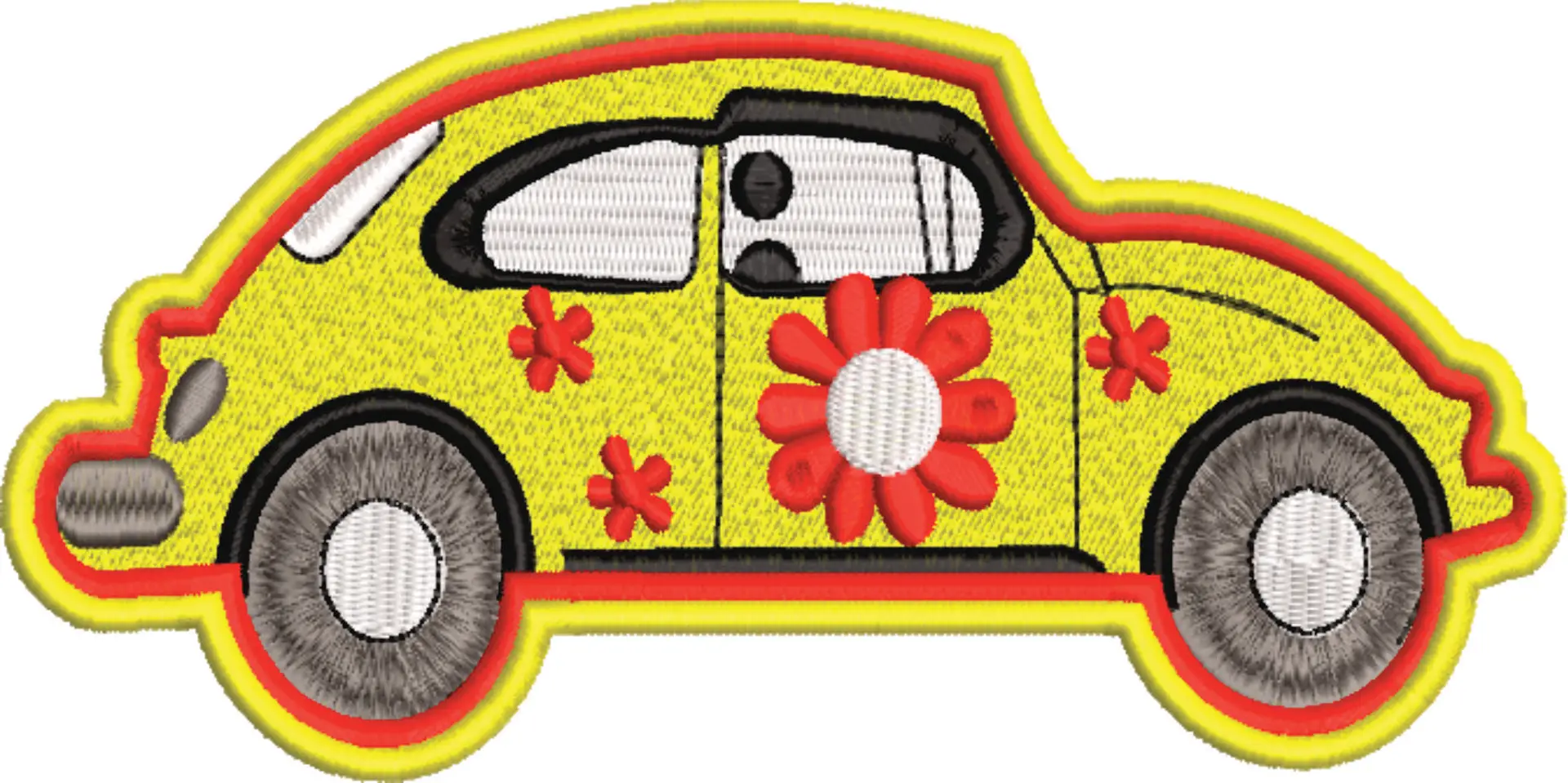 VW Beetle Bug car embroidery design - Flower power Bug embroidery design machine pattern - Car embroidery file - instant download in a frame — view 4