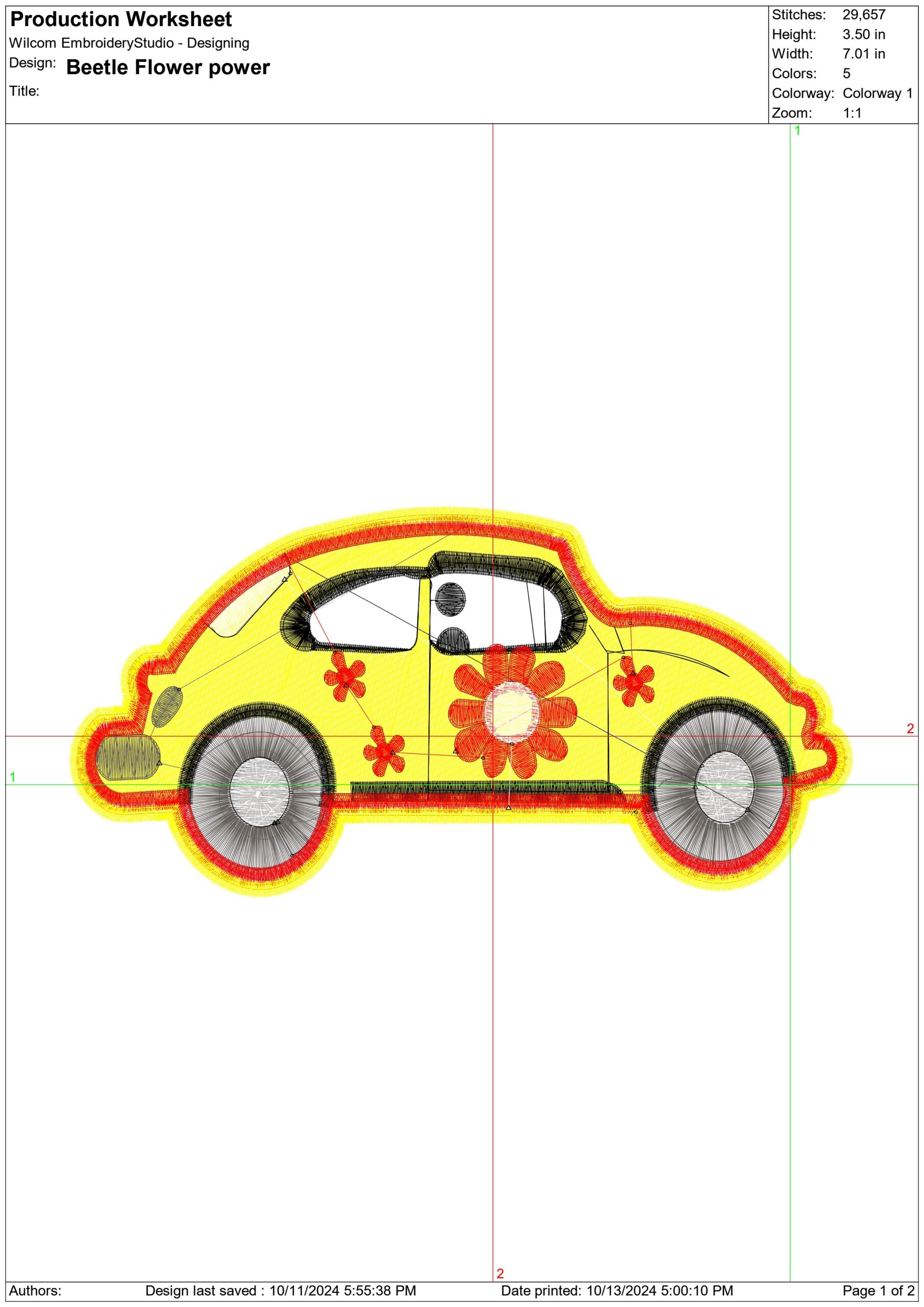 VW Beetle Bug car embroidery design - Flower power Bug embroidery design machine pattern - Car embroidery file - instant download in a frame — view 2