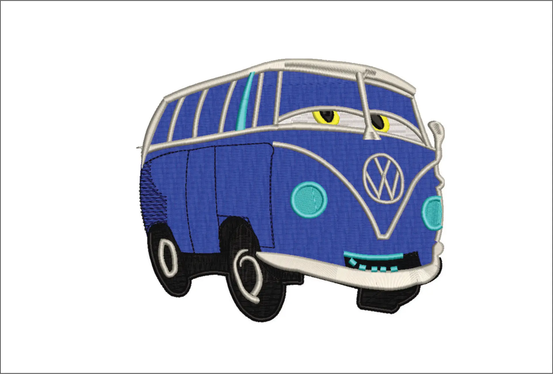 VW Camper Van embroidery design - VW Cartoon Camper embroidery design machine pattern - Car embroidery file - instant download in a frame