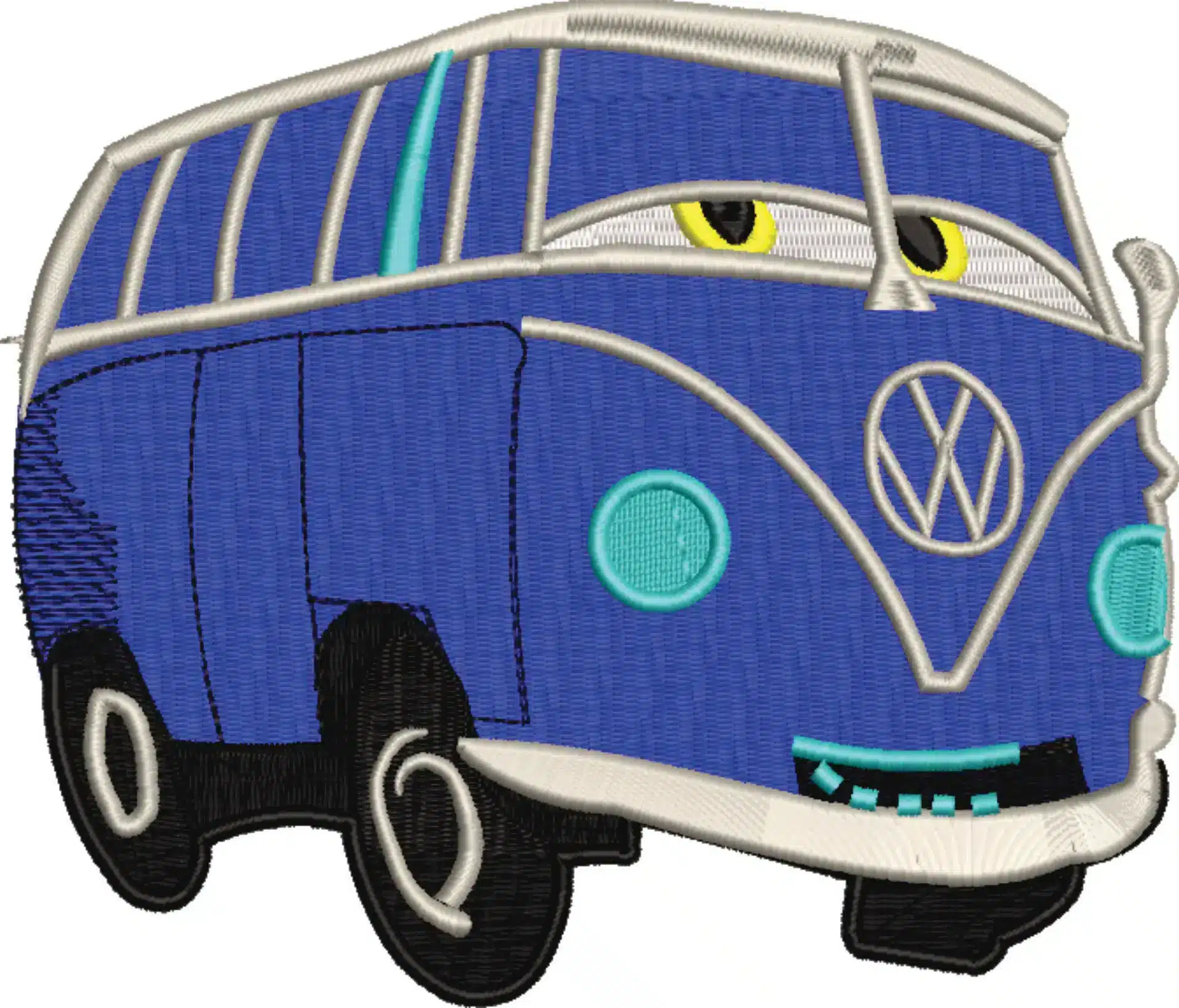VW Camper Van embroidery design - VW Cartoon Camper embroidery design machine pattern - Car embroidery file - instant download in a frame — view 2
