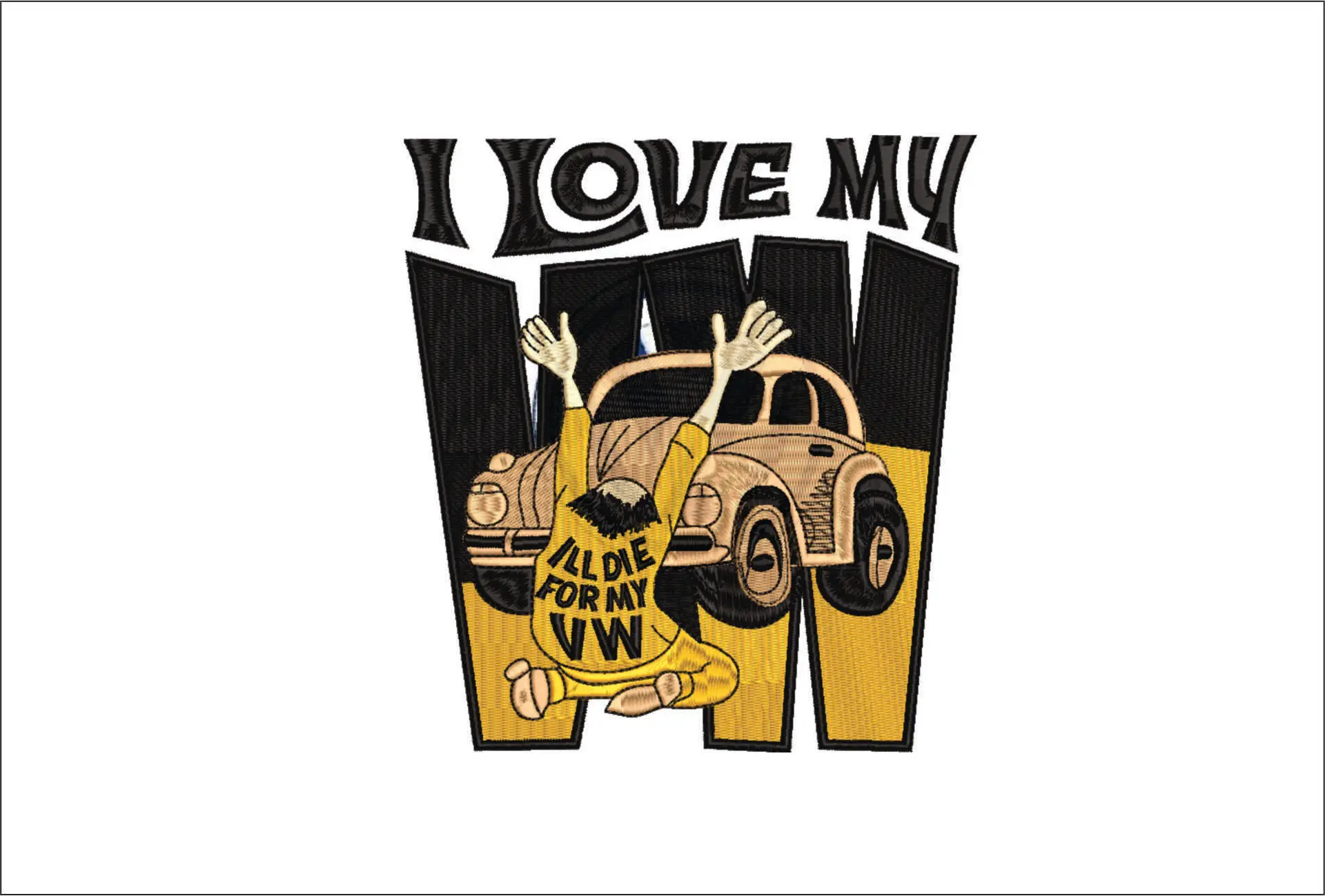 I Love my VW embroidery design - VW Madness embroidery design machine pattern - Car embroidery file - instant download in a frame