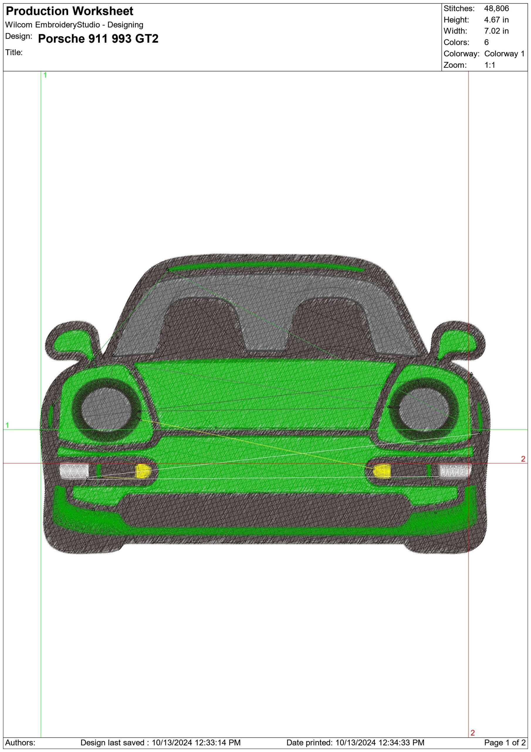 Porsche Stylized designs embroidery design - 911 GT2 embroidery design machine pattern - Car embroidery file - instant download in a frame — view 2