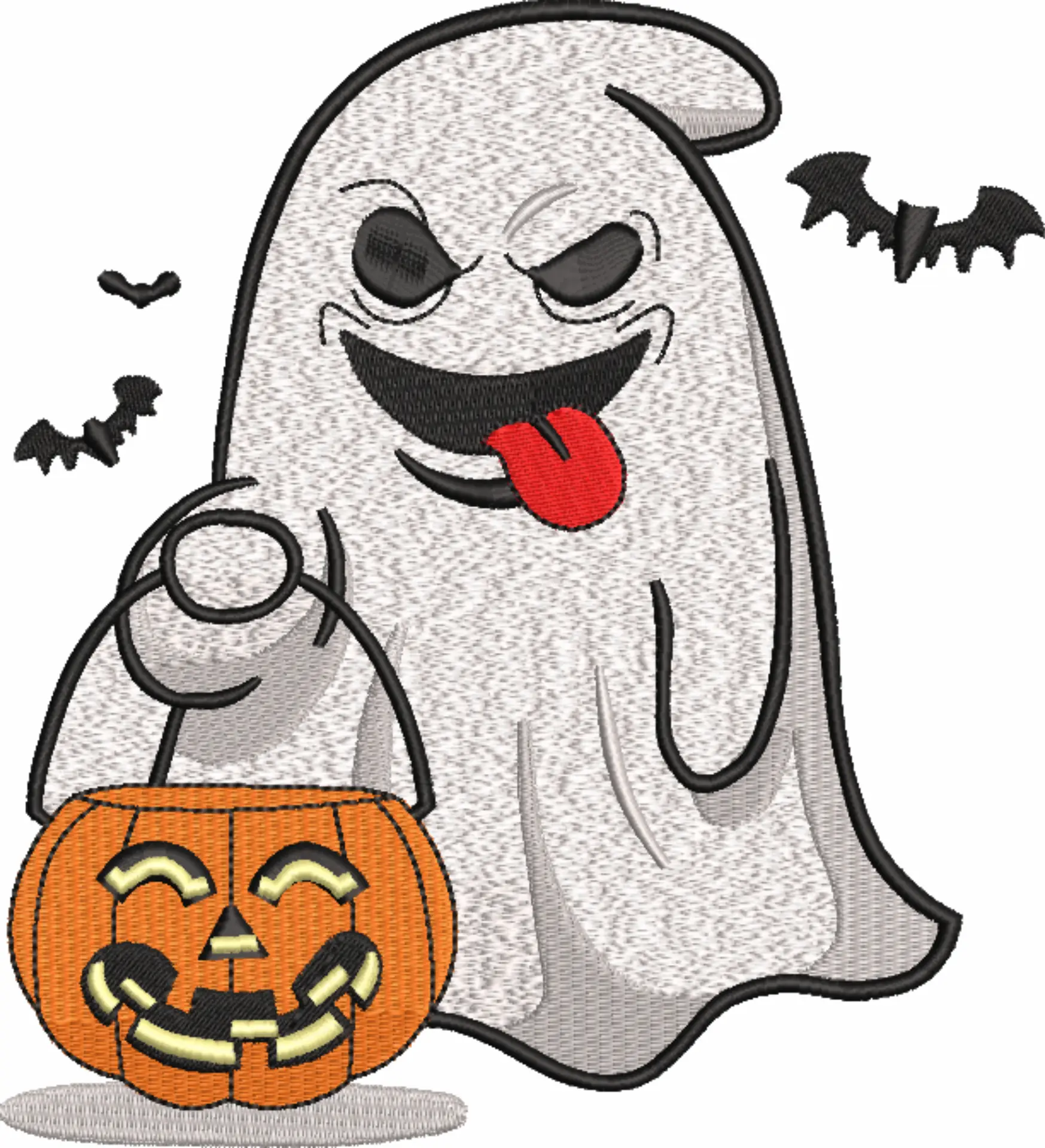 Angry Ghost with Pumpkin - Halloween embroidery design - embroidery file - instant download — view 2