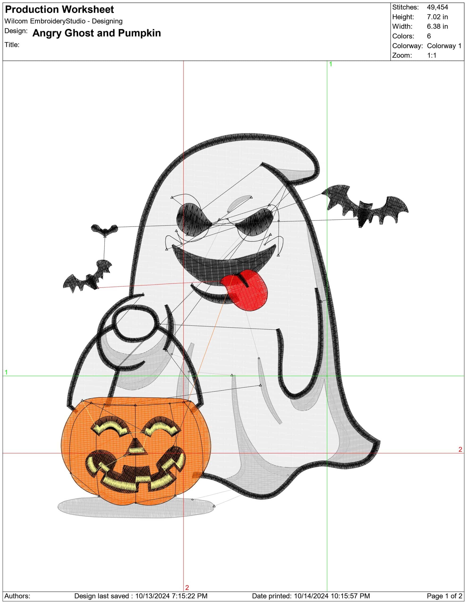 Angry Ghost with Pumpkin - Halloween embroidery design - embroidery file - instant download — view 4