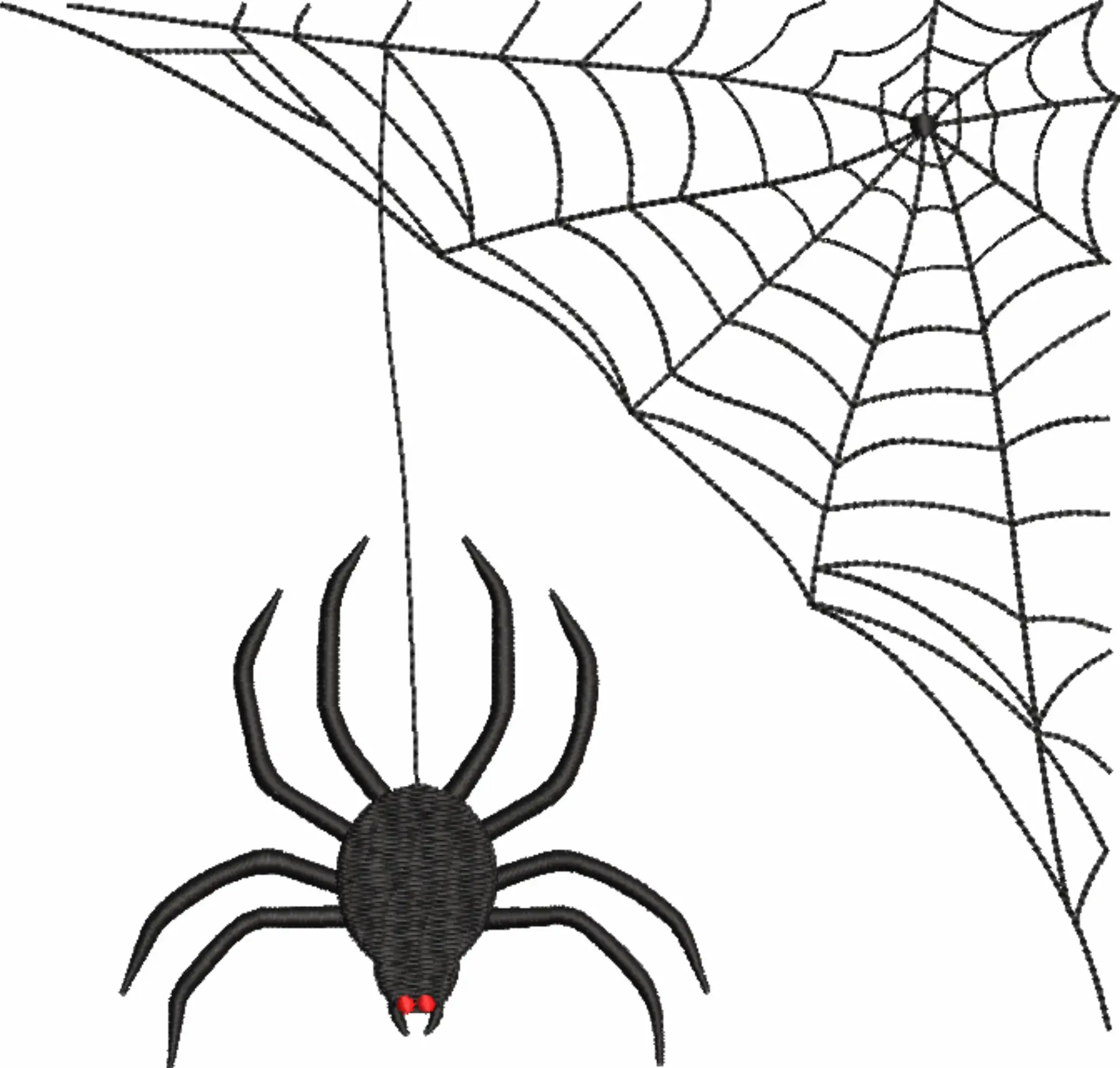 Black Spider and Web - Halloween embroidery design - embroidery file - instant download — view 4