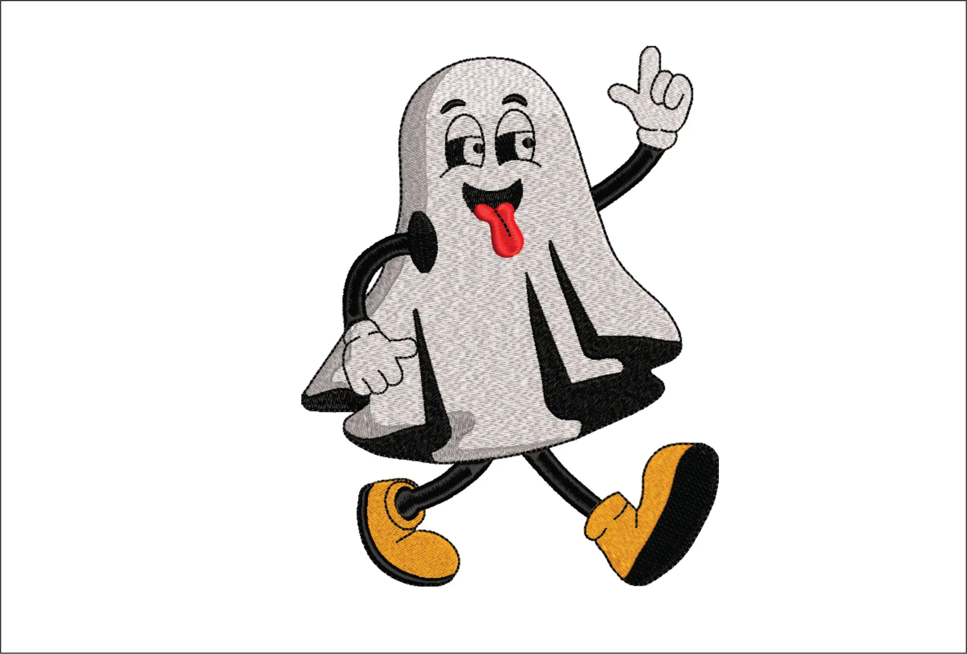 Happy Ghost Cartoon - Halloween embroidery design - embroidery file - instant download