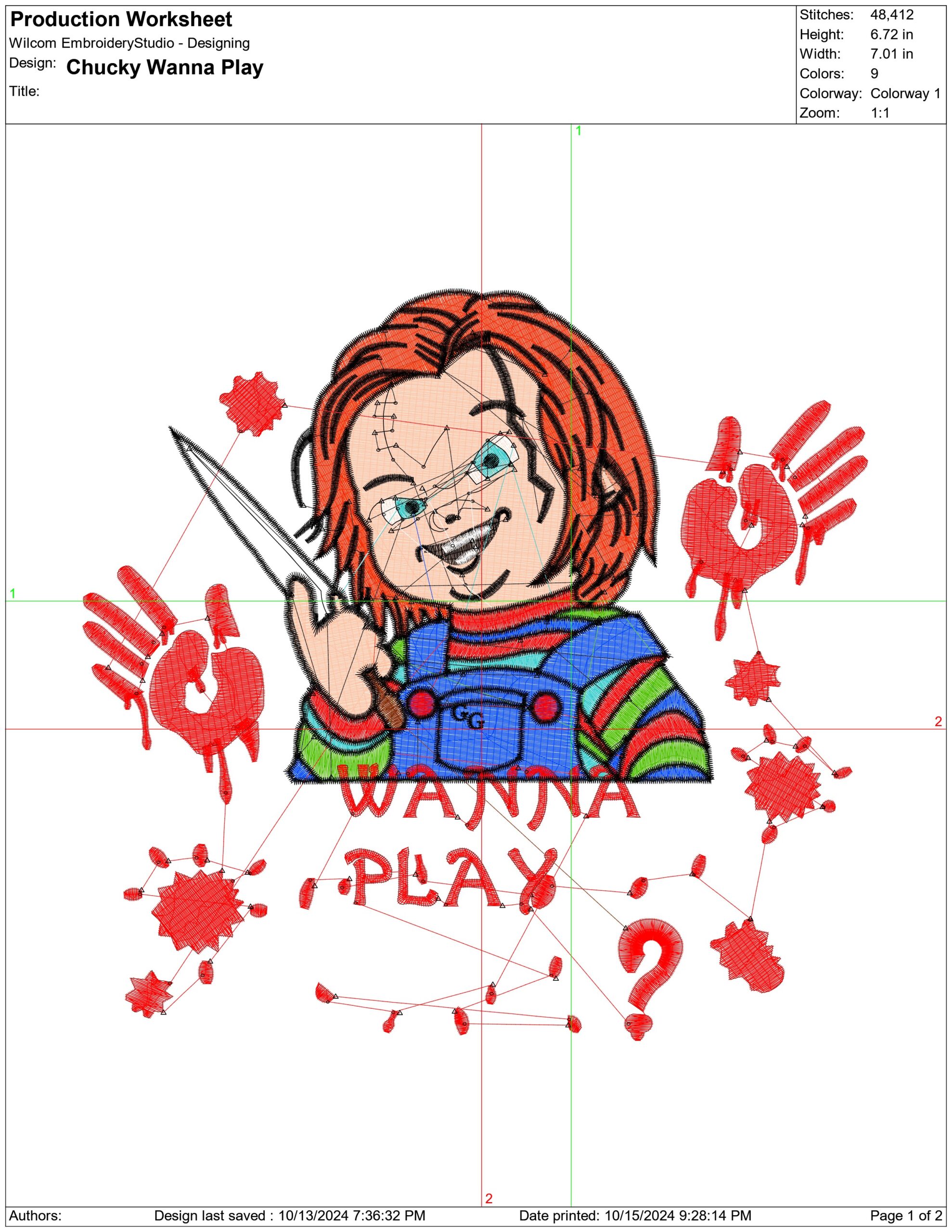 Chucky Wanna Play - Halloween embroidery design - embroidery file - instant download — view 2