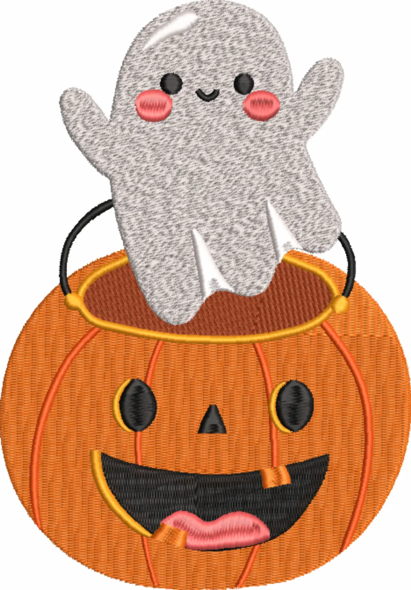 Ghost out of Pumpkin - Halloween embroidery design - embroidery file - instant download — view 3