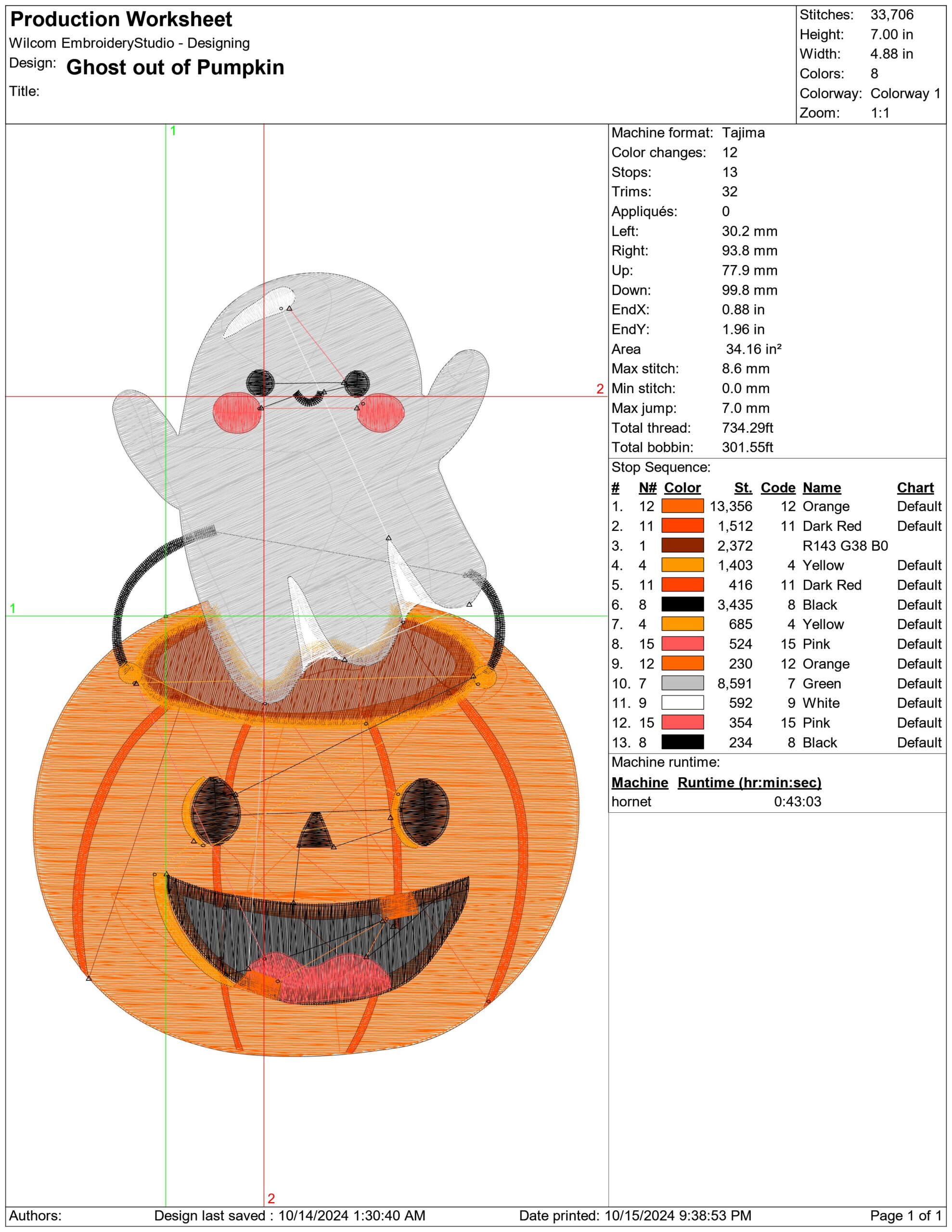 Ghost out of Pumpkin - Halloween embroidery design - embroidery file - instant download — view 2