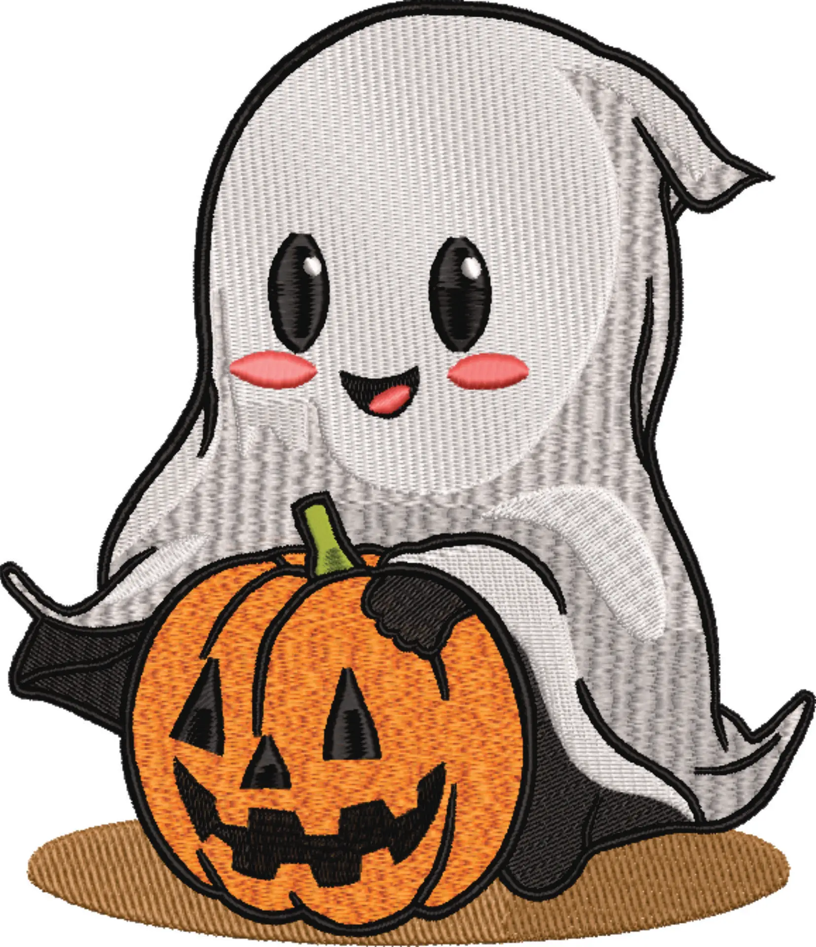 Ghost and Pumpkin - Halloween embroidery design - embroidery file - instant download — view 4
