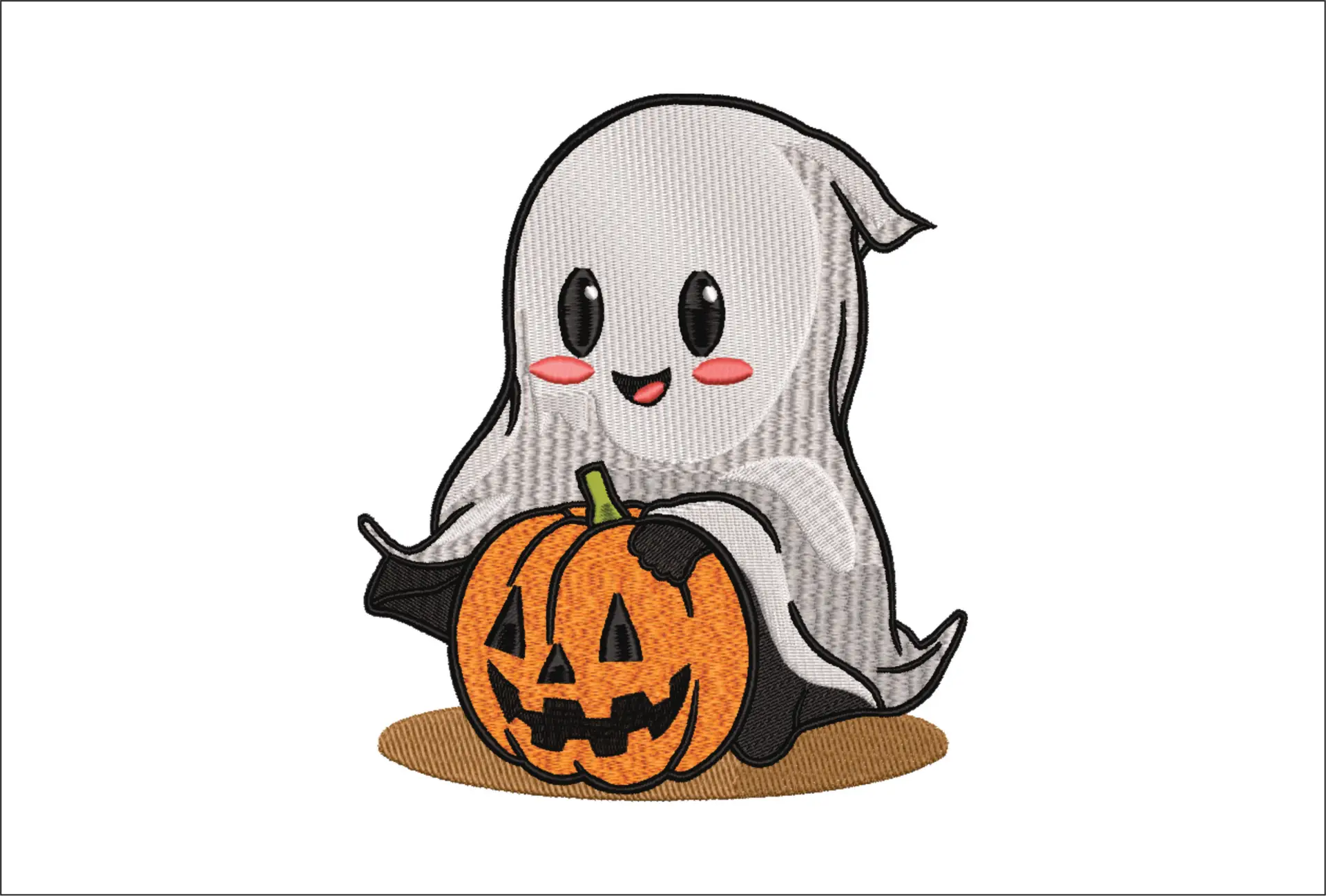 Ghost and Pumpkin - Halloween embroidery design - embroidery file - instant download