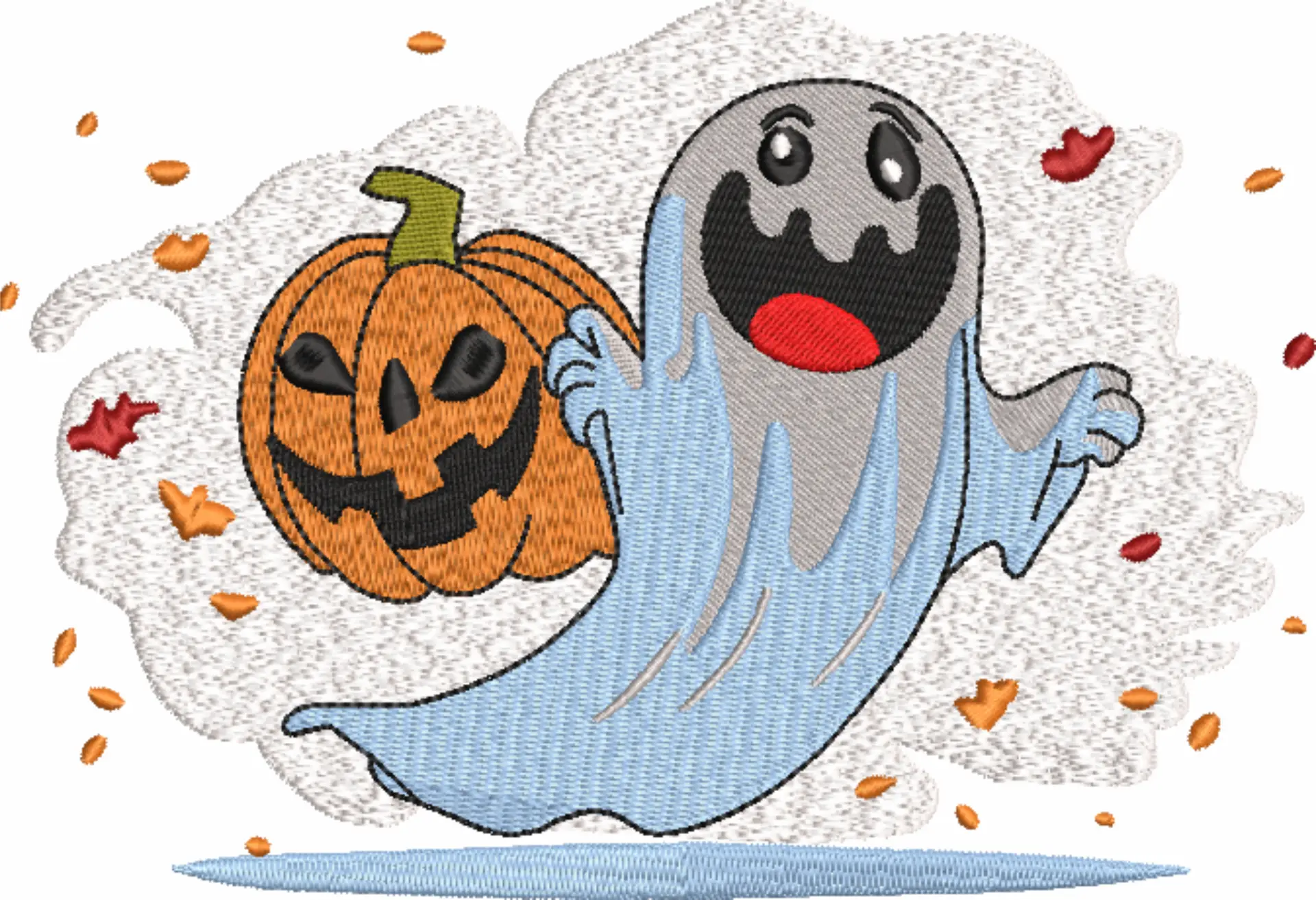 Ghost and Pumpkin in the wind- Halloween embroidery design - embroidery file - instant download — view 4