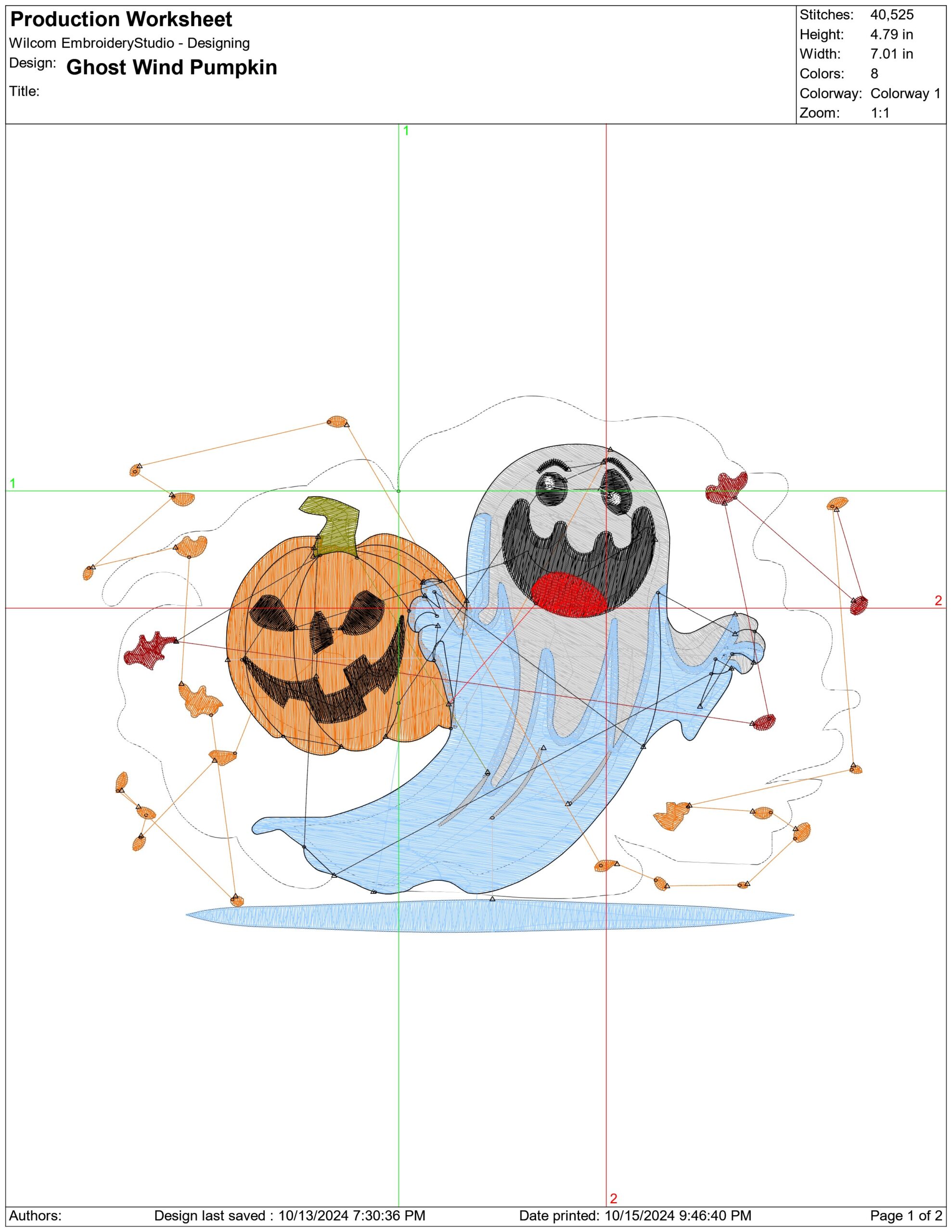 Ghost and Pumpkin in the wind- Halloween embroidery design - embroidery file - instant download — view 2