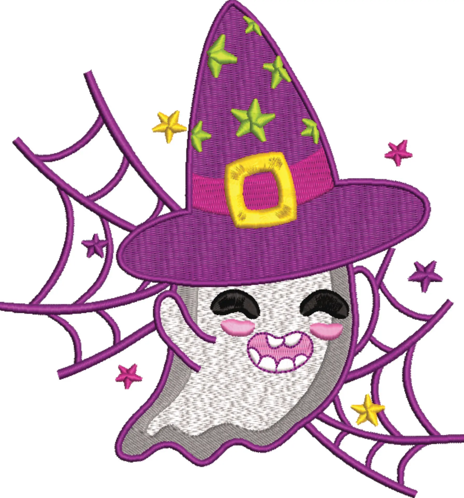 Ghost with witches hat- Halloween embroidery design - embroidery file - instant download — view 4