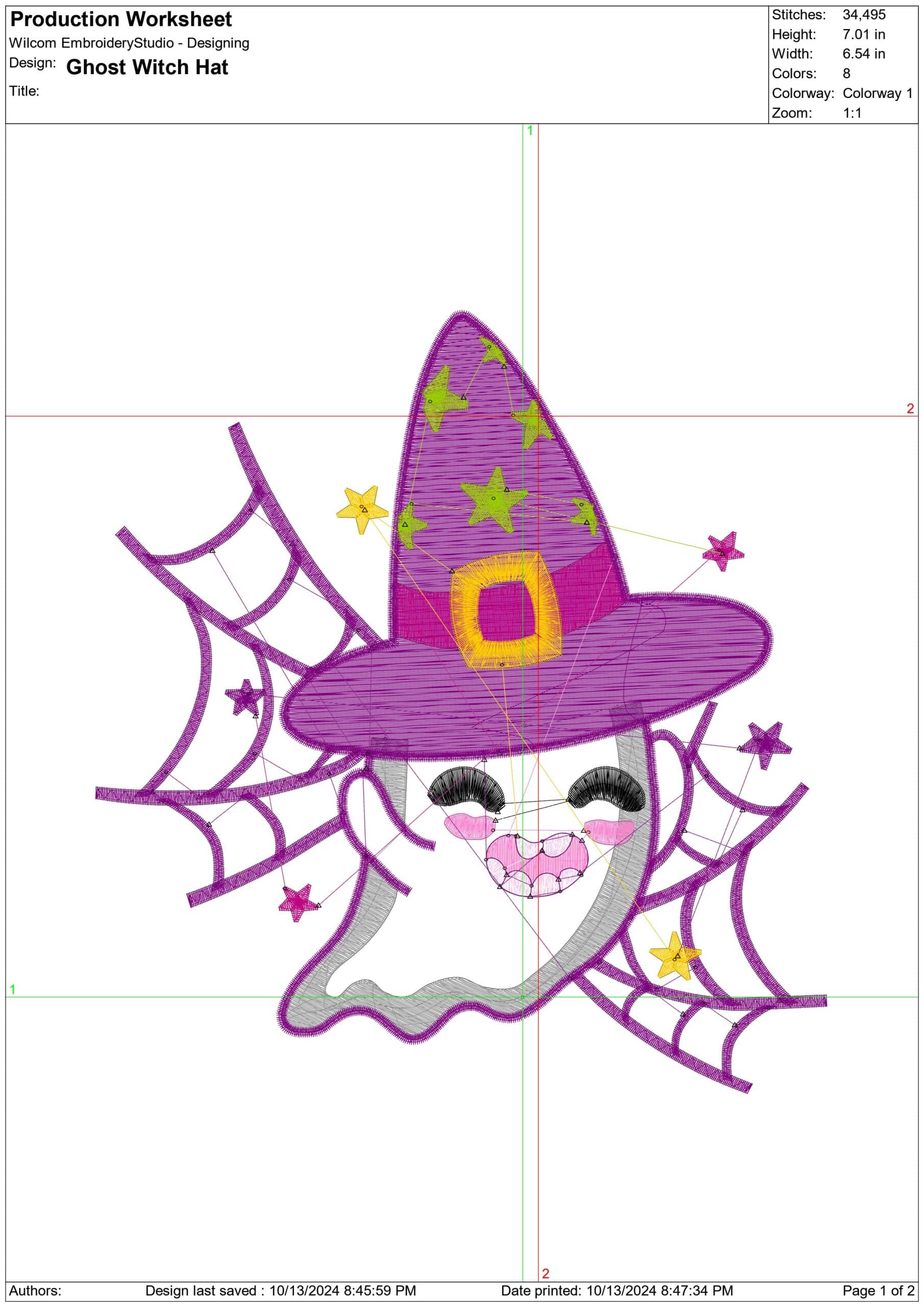 Ghost with witches hat- Halloween embroidery design - embroidery file - instant download — view 2