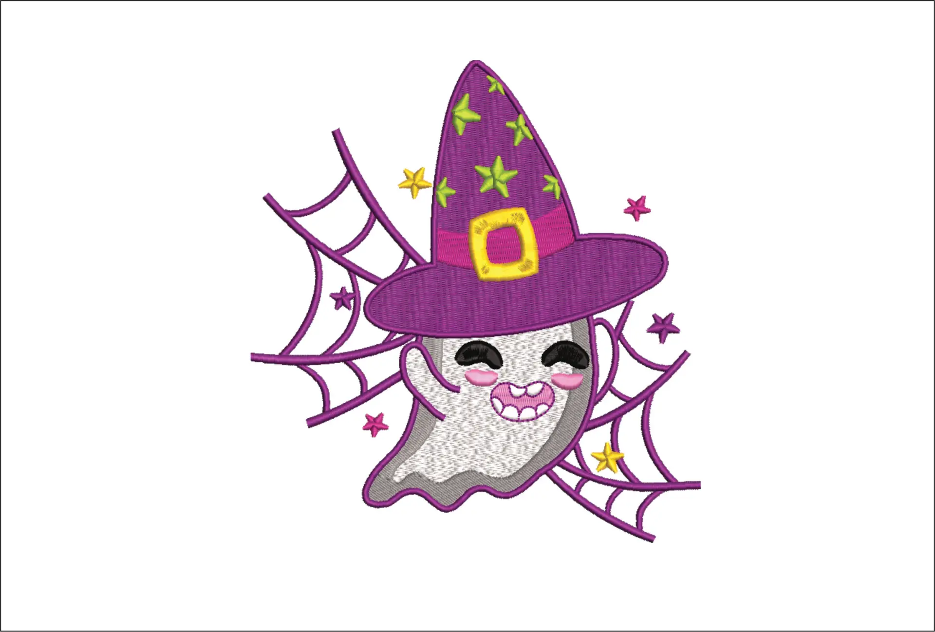 Ghost with witches hat- Halloween embroidery design - embroidery file - instant download