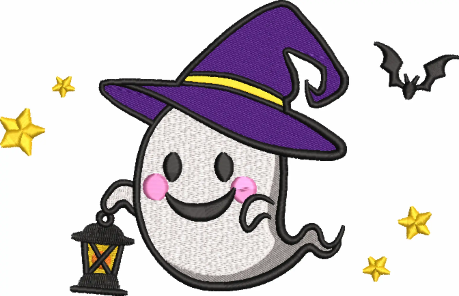 Ghost and Bat- Halloween embroidery design - embroidery file - instant download — view 4