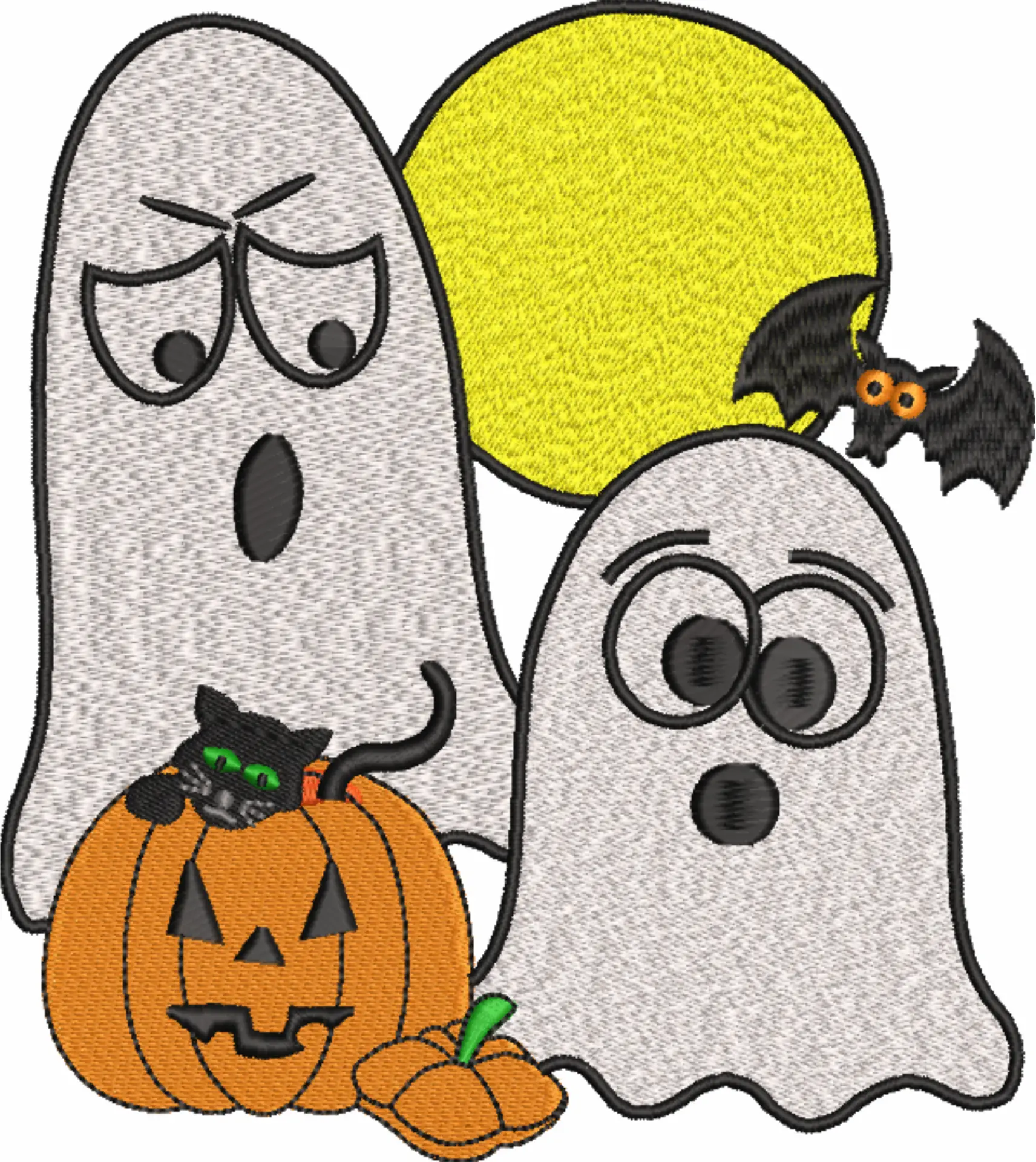 Ghost and Bat- Halloween embroidery design - embroidery file - instant download — view 4